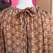 Marie Oliver brown print long sleeve top size M