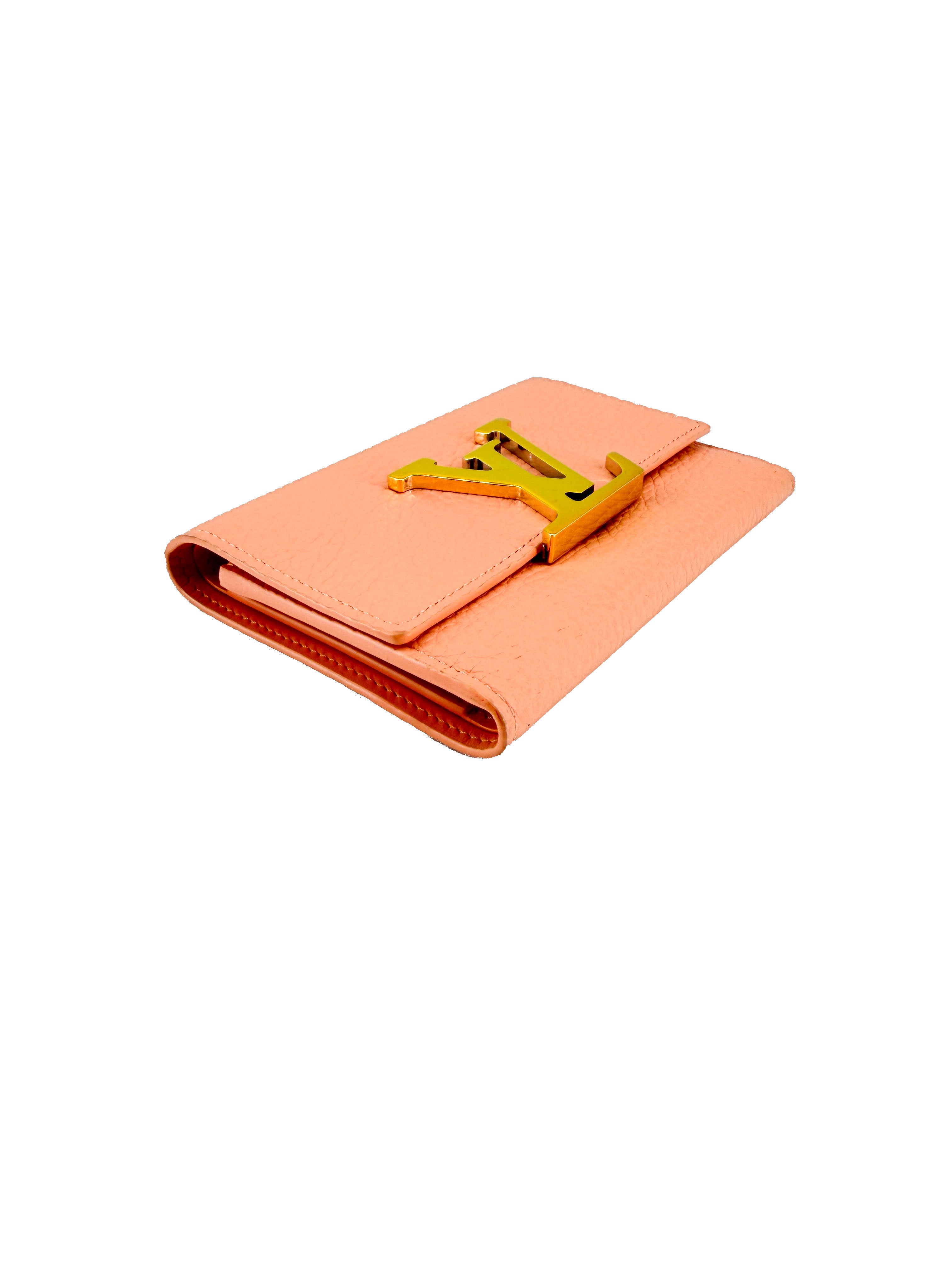 Louis Vuitton peach leather Capucines XS wallet NFC
