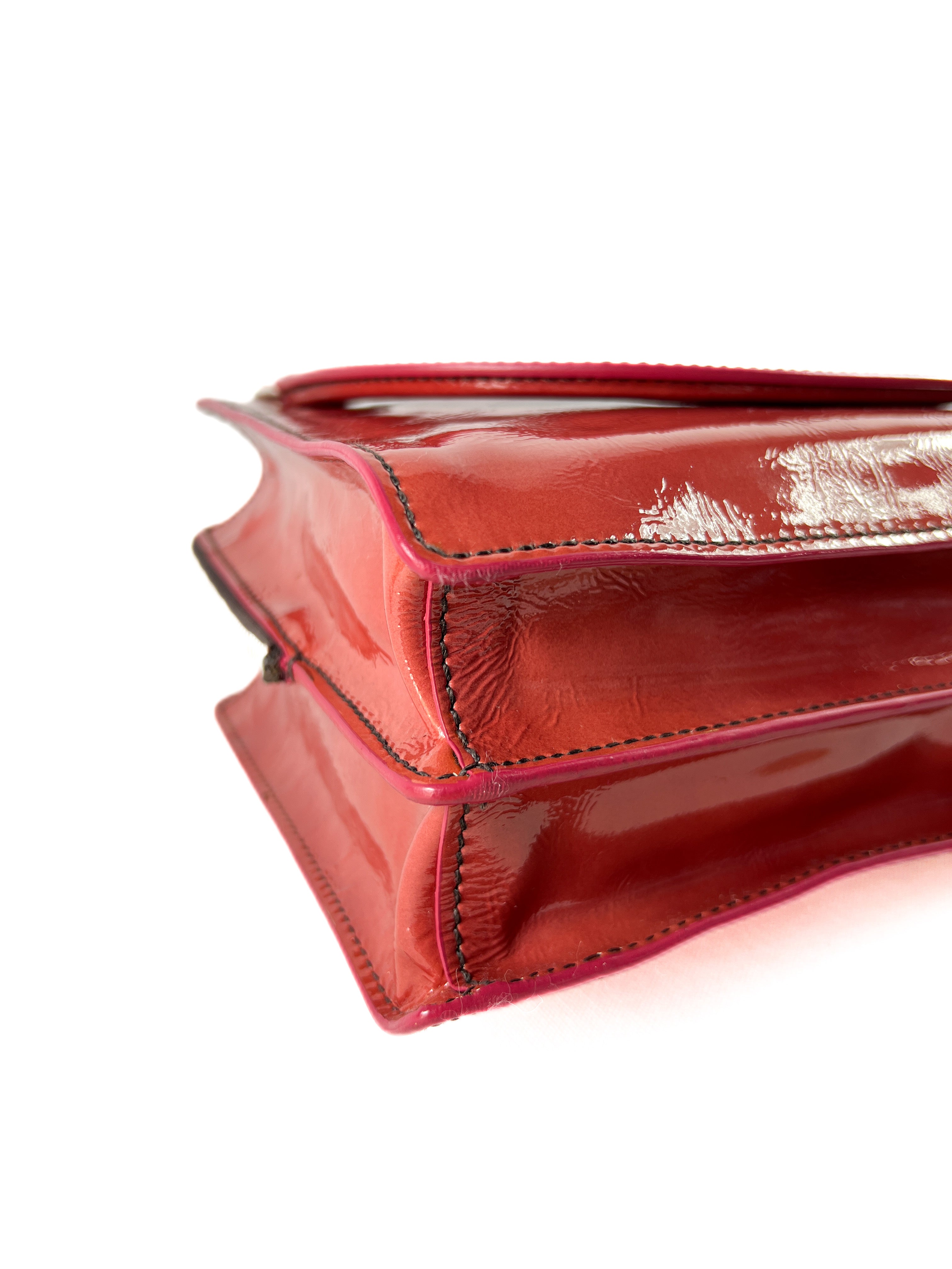 Miu Miu coral patent leather top handle bag (Fall 2003 RTW)