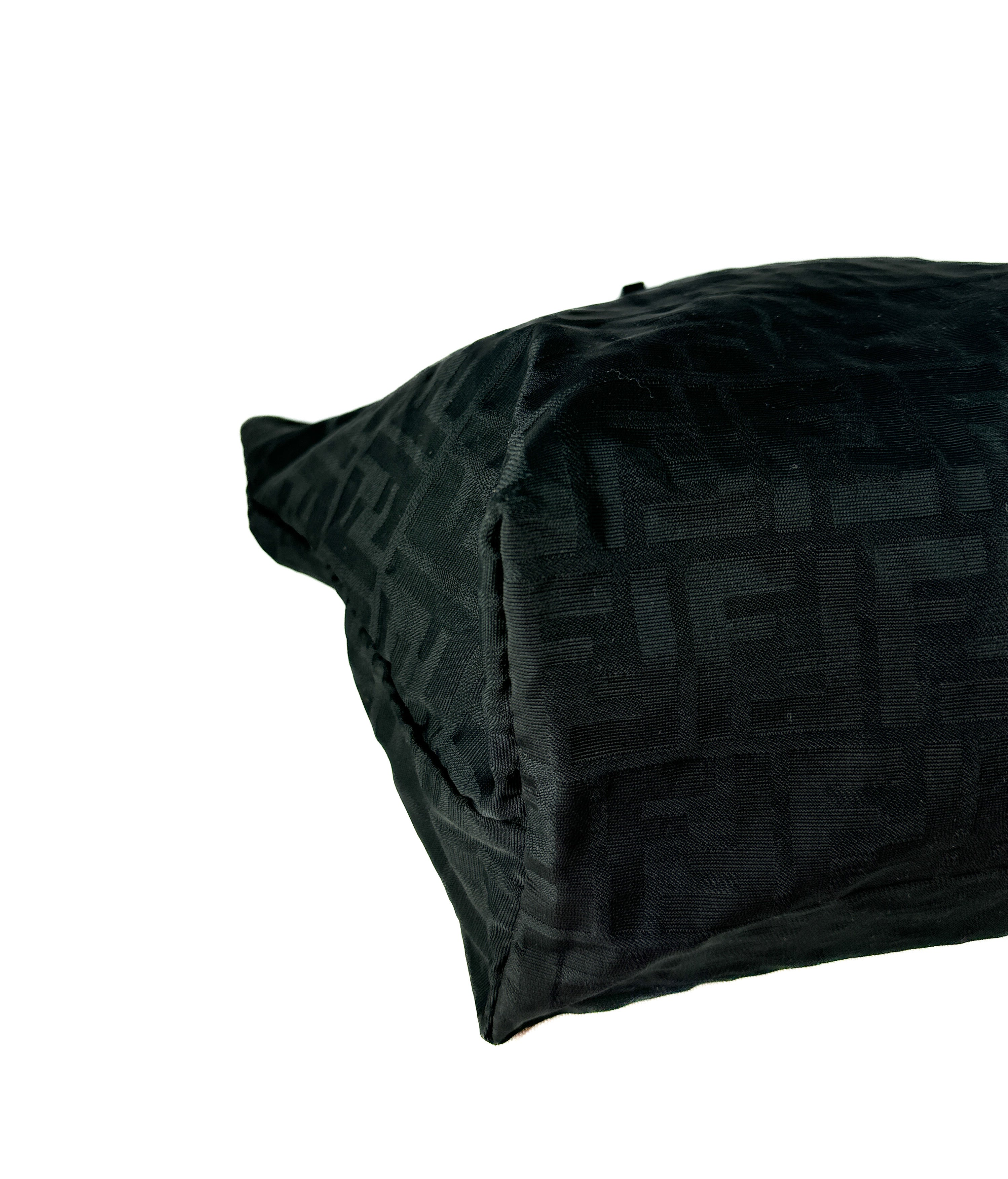 Fendi black zucca medium roll tote