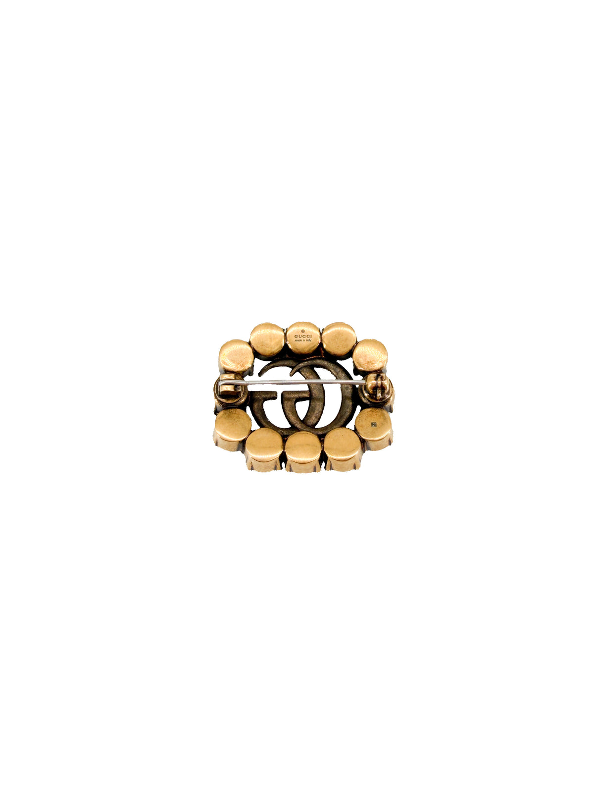 Gucci GG green rhinestone brooch