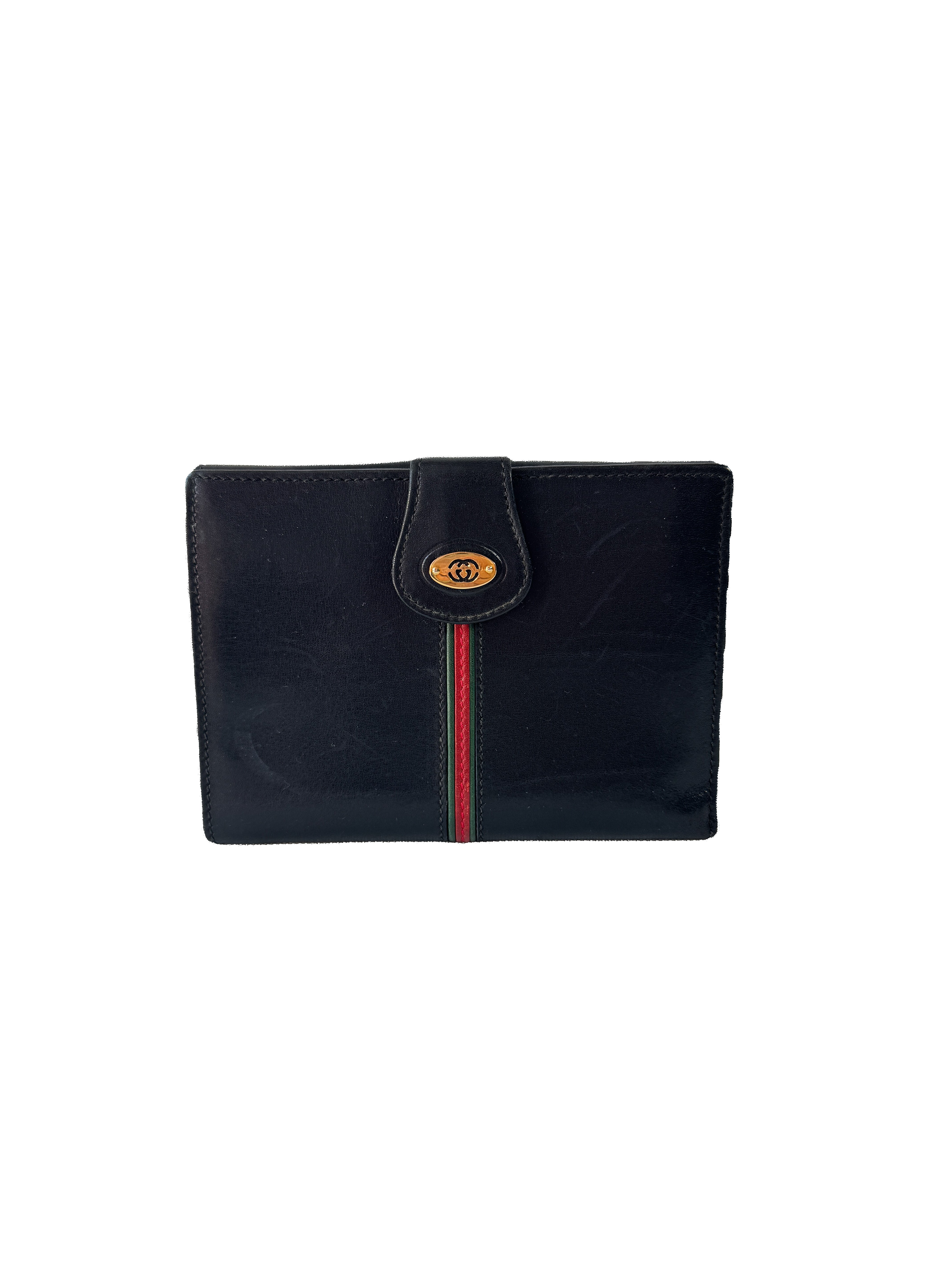 Gucci black sherry line vintage leather wallet 035-904-0161