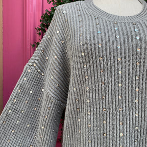 Show me your Mumu gray sequined Social sweater dress size M NWT