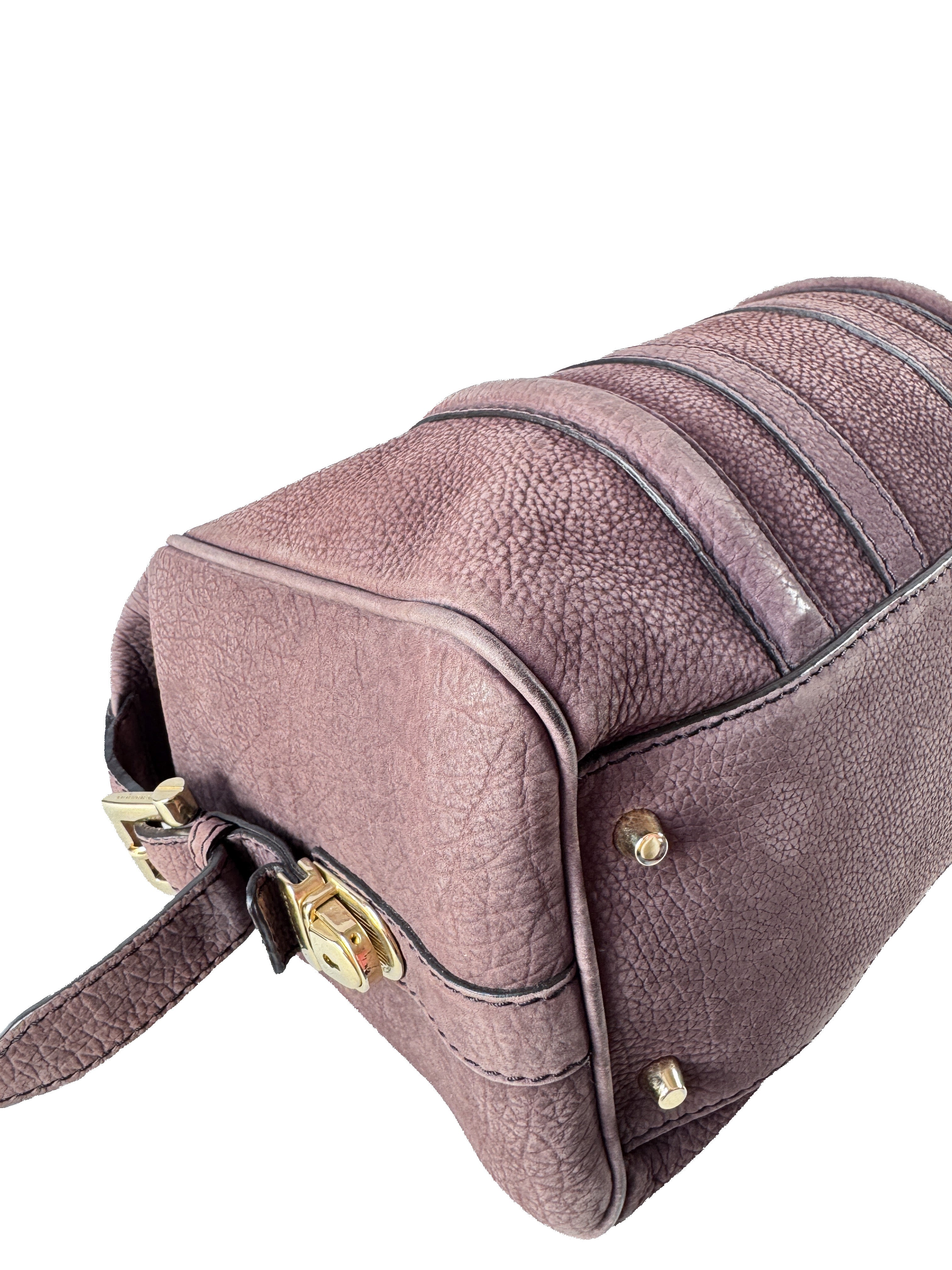 Burberry plum nubuck suede medium Nevinson bowling bag (no strap)