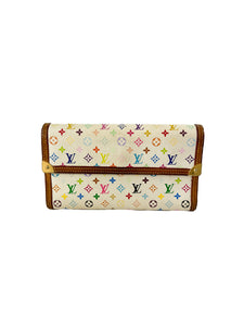 Louis Vuitton white multicolor porte tresor international wallet  TH0074