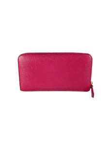 Fendi hot pink Elite leather zip around wallet