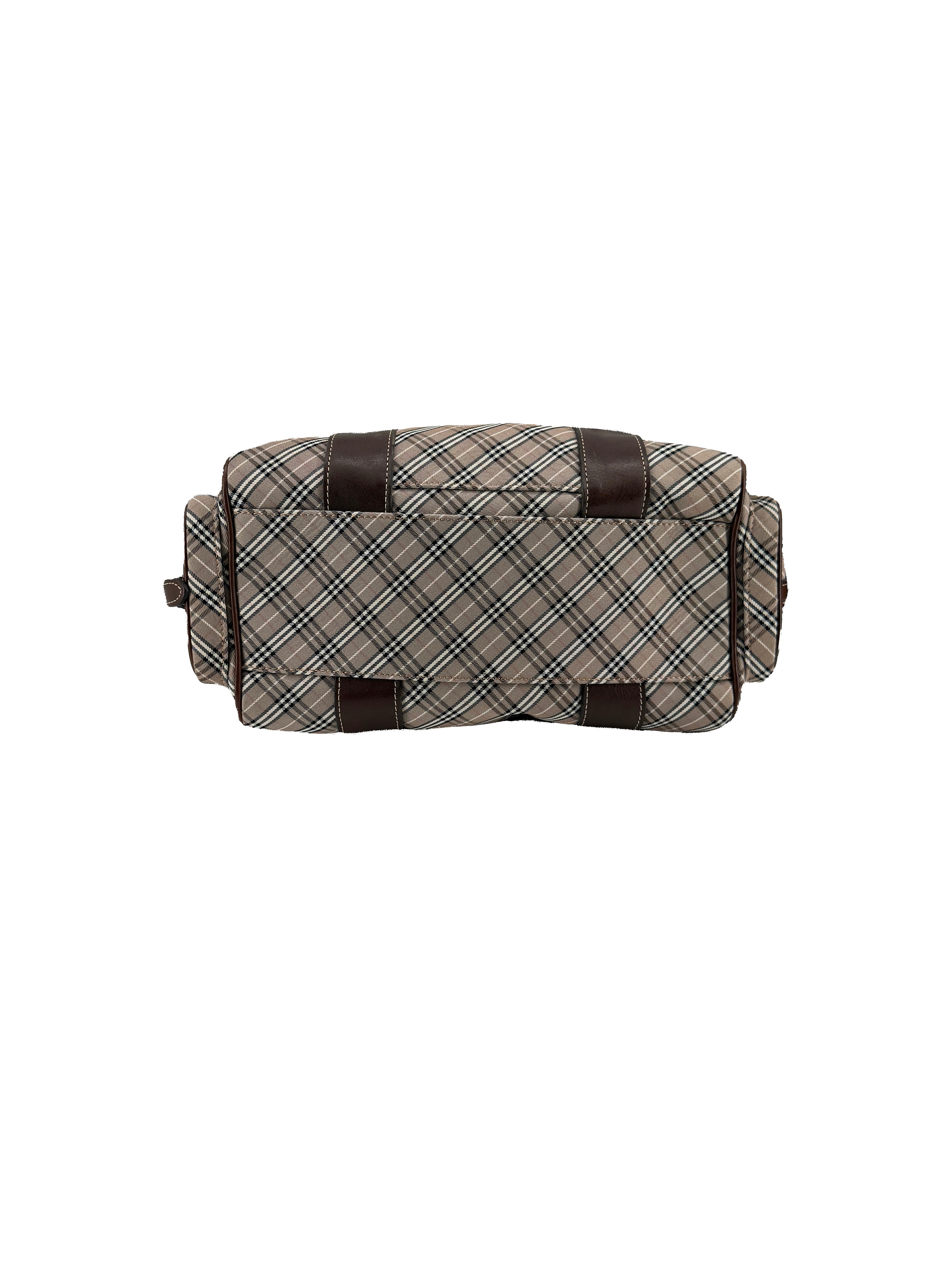 Burberry Blue Label brown plaid boston bag