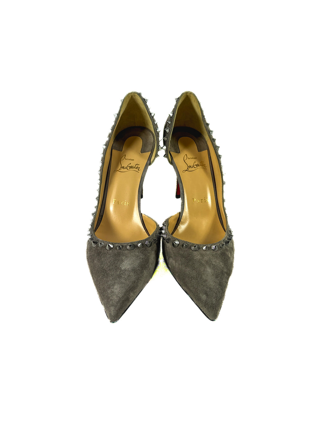 Christian Louboutin Irishell 85 veau velours gray pointed pumps size 39  retail $1095 **box**