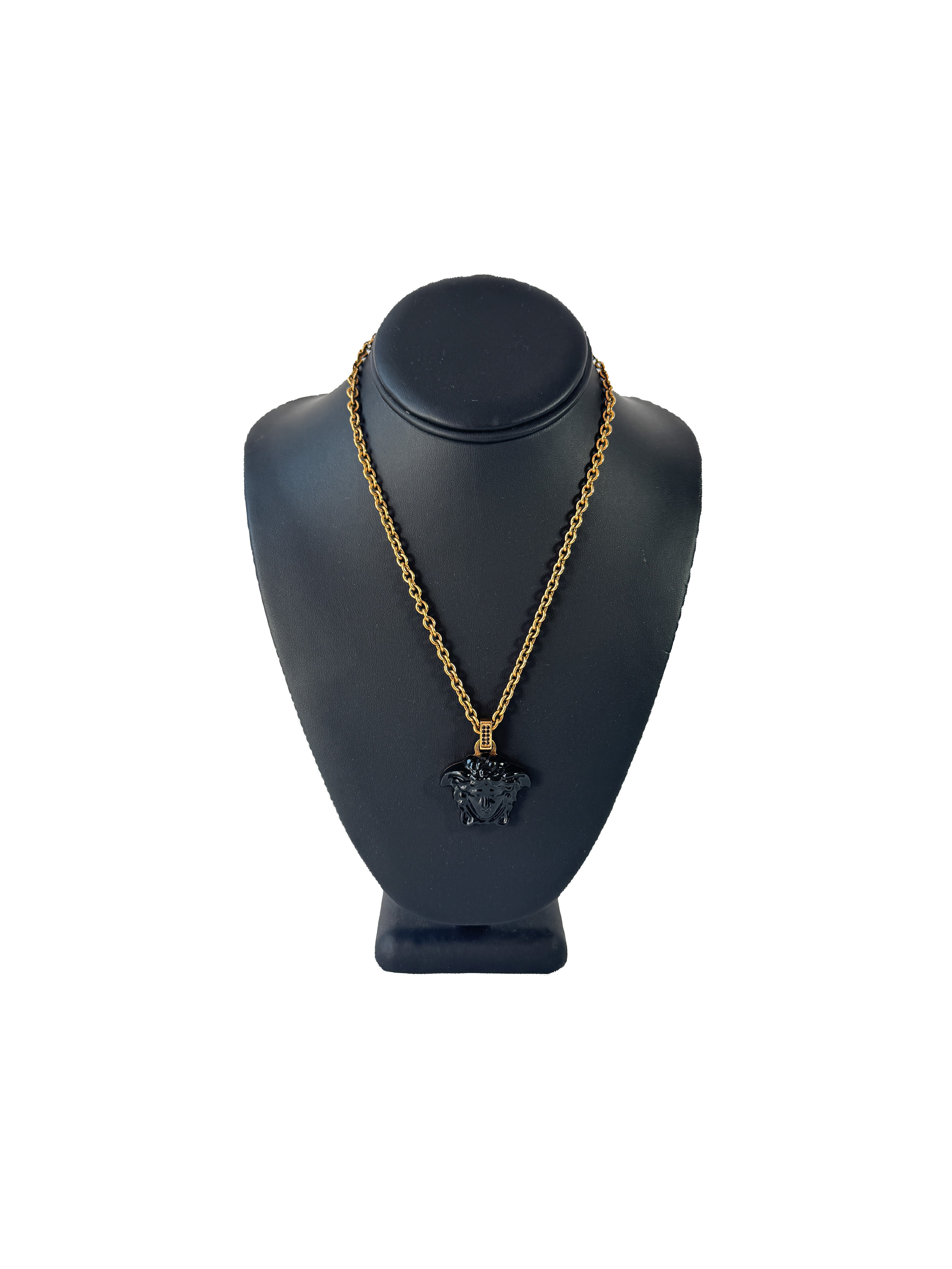 Versace black/gold Medusa head necklace