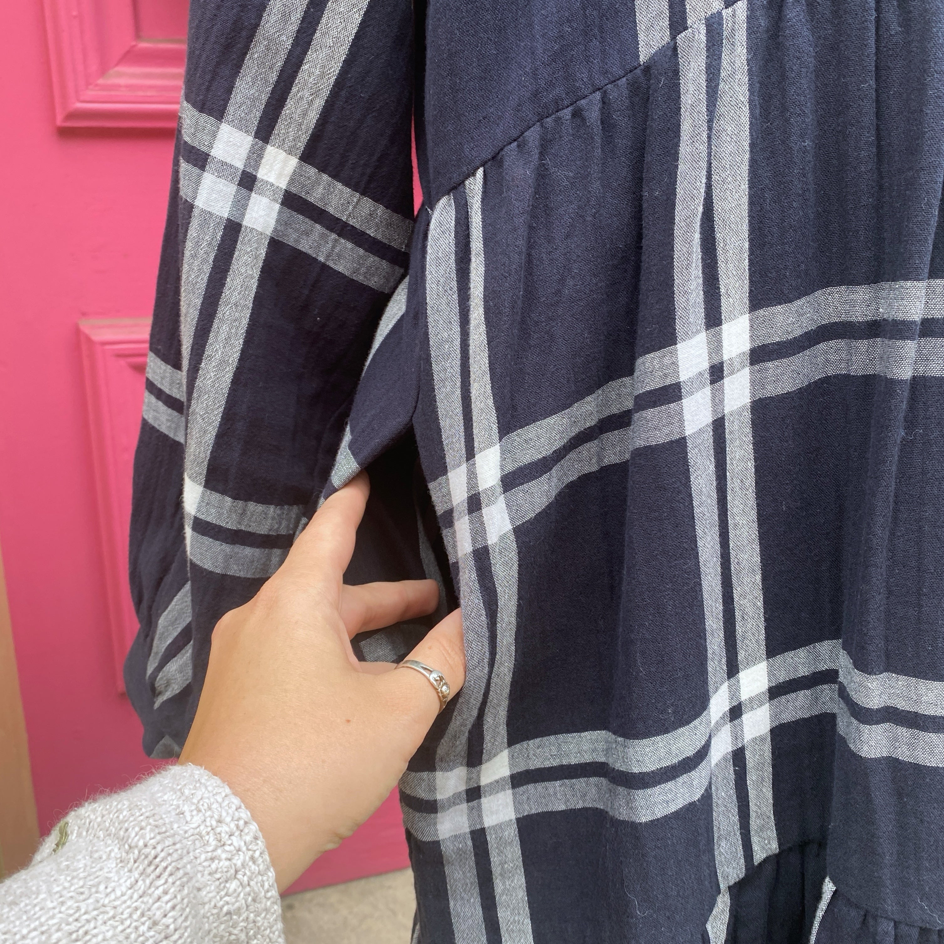 Beaumont Organic navy plaid dress size L