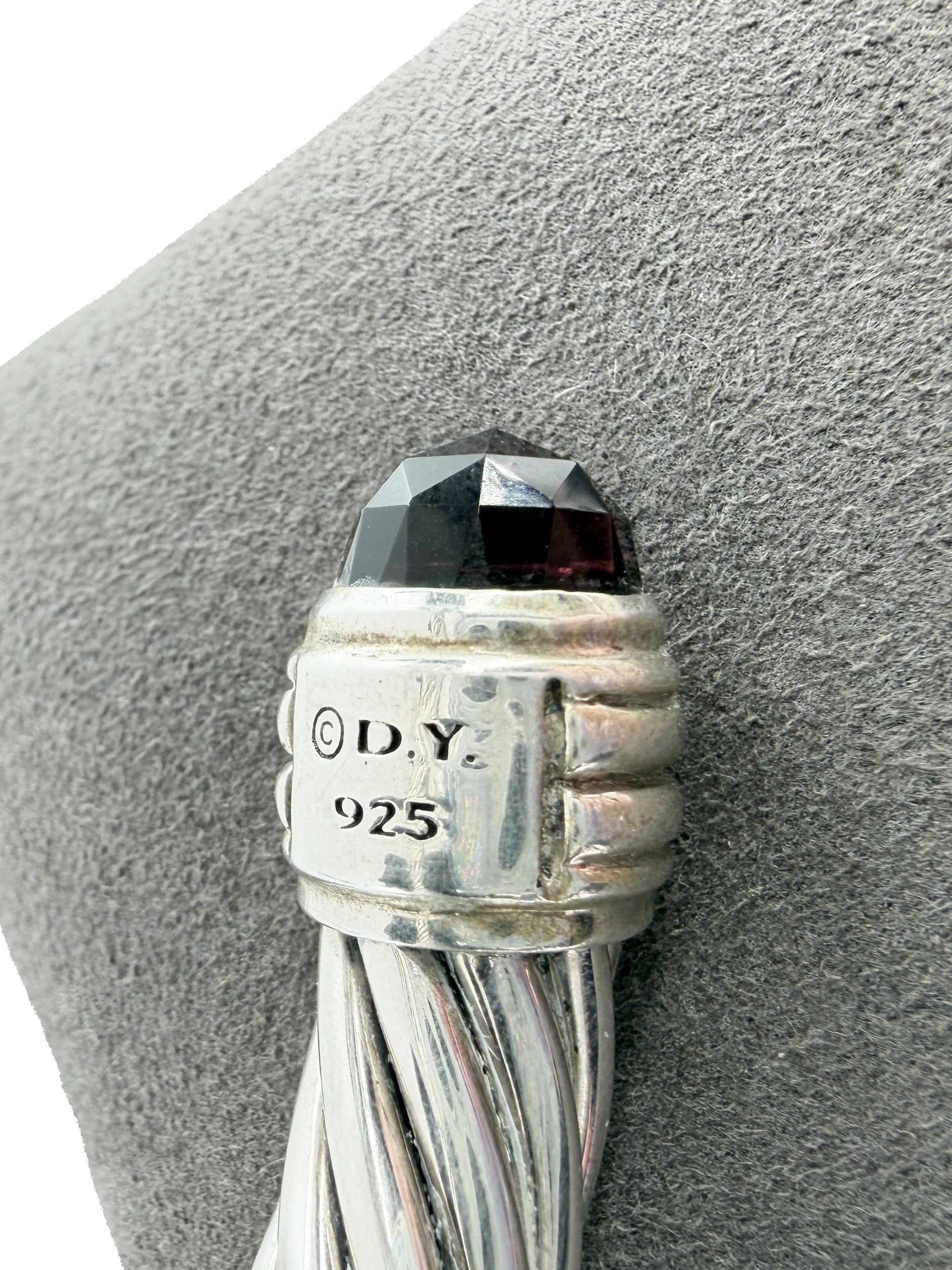 David Yurman sterling silver, Rhodolite garnet hinged cable classic 8MM  bracelet