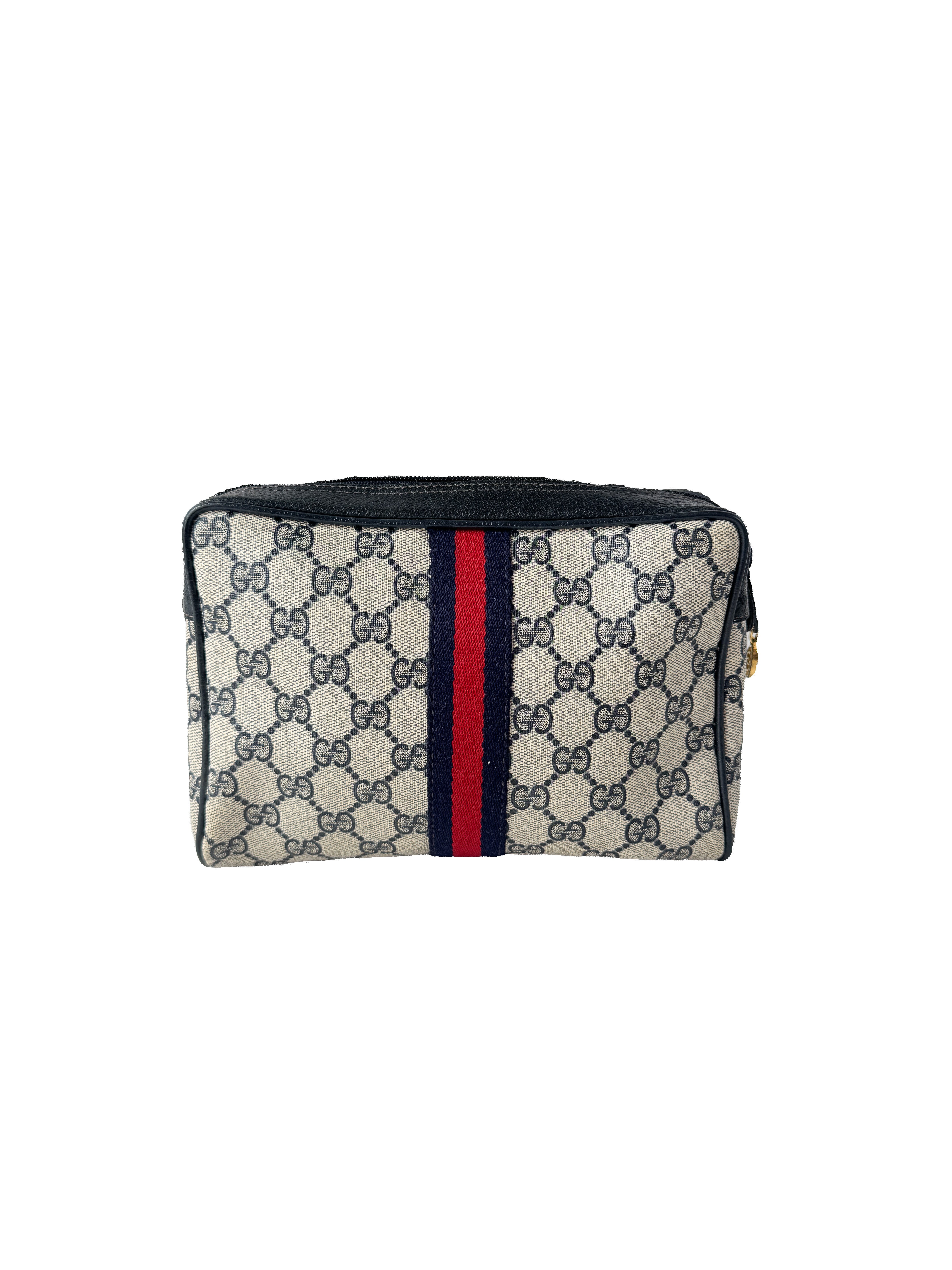 Gucci GG supreme sherry line vintage navy pouch 98.56.01.012