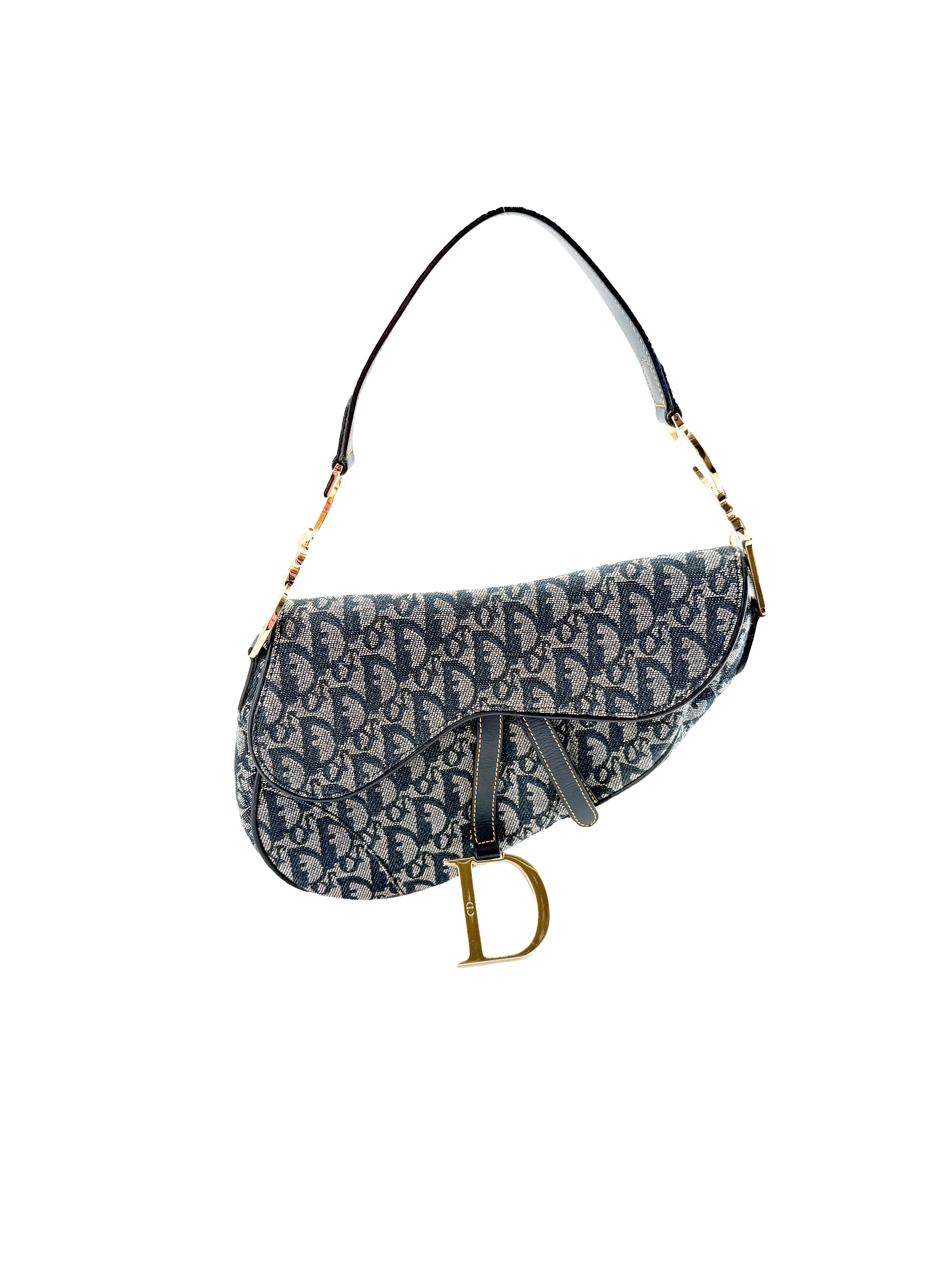 Dior vintage navy oblique saddle bag RU 0012