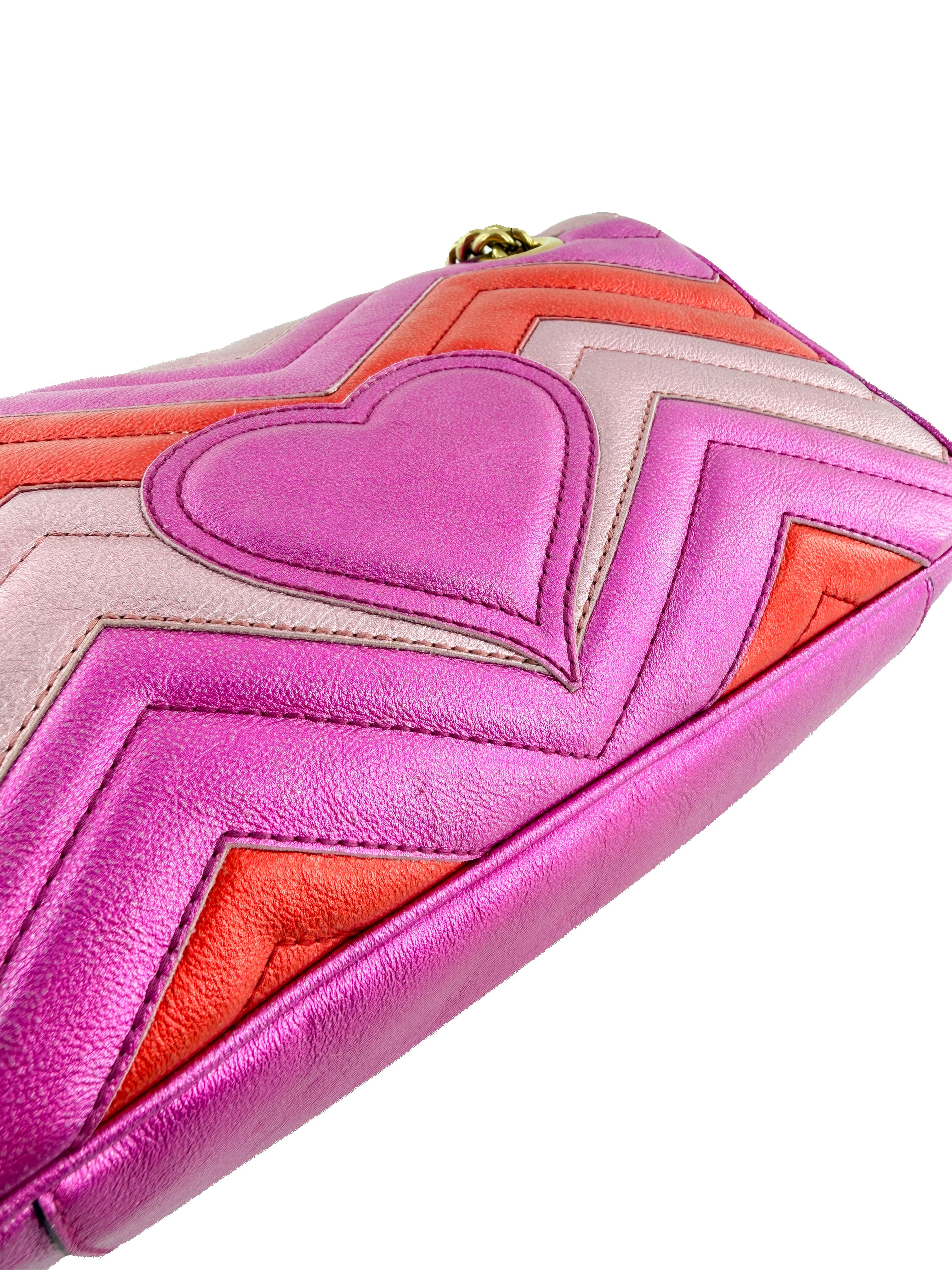 Gucci GG Marmont Flap Bag Matelasse Leather Small pink 443497486628