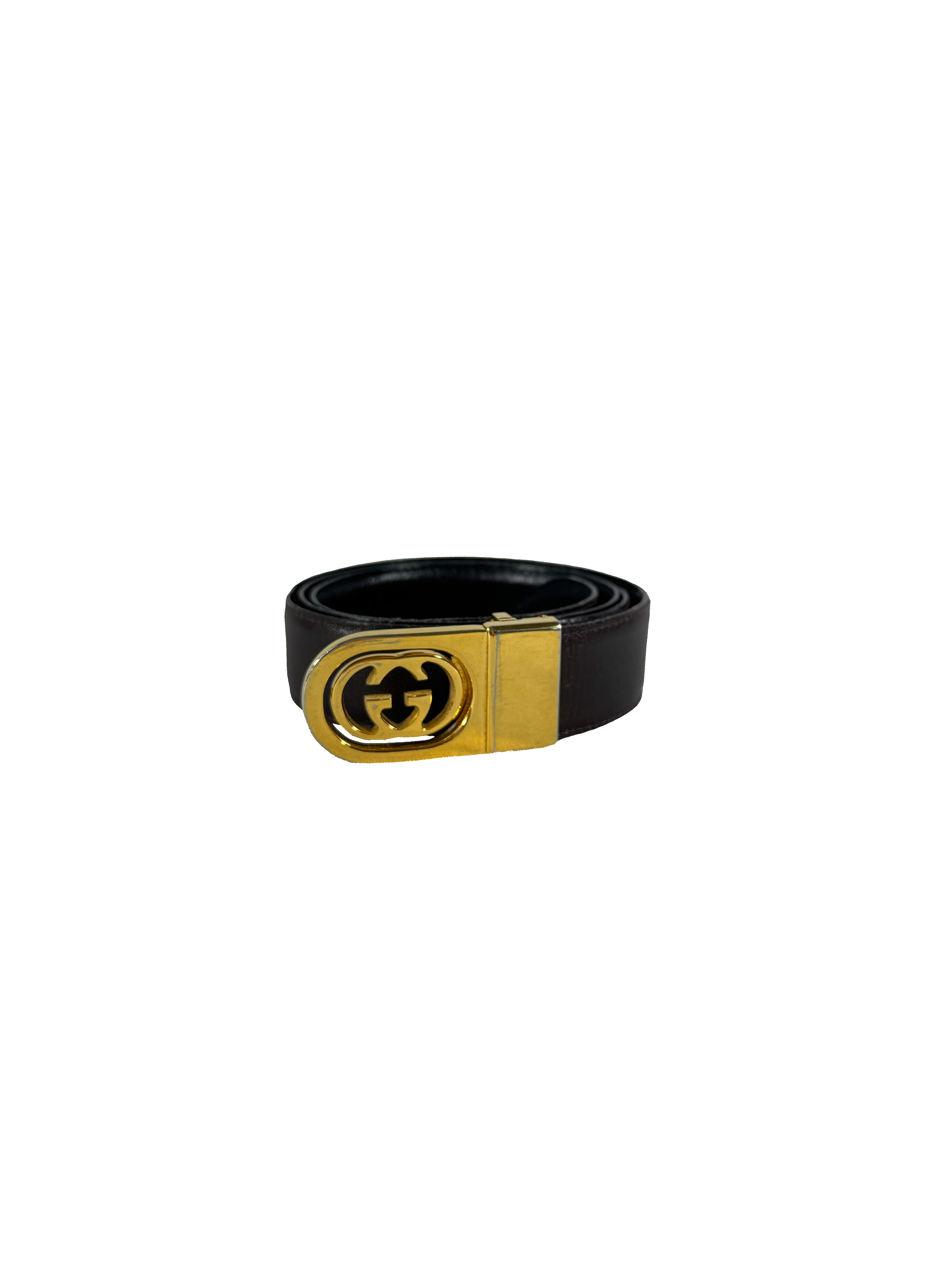 Gucci dark brown/black leather vintage belt *as is*