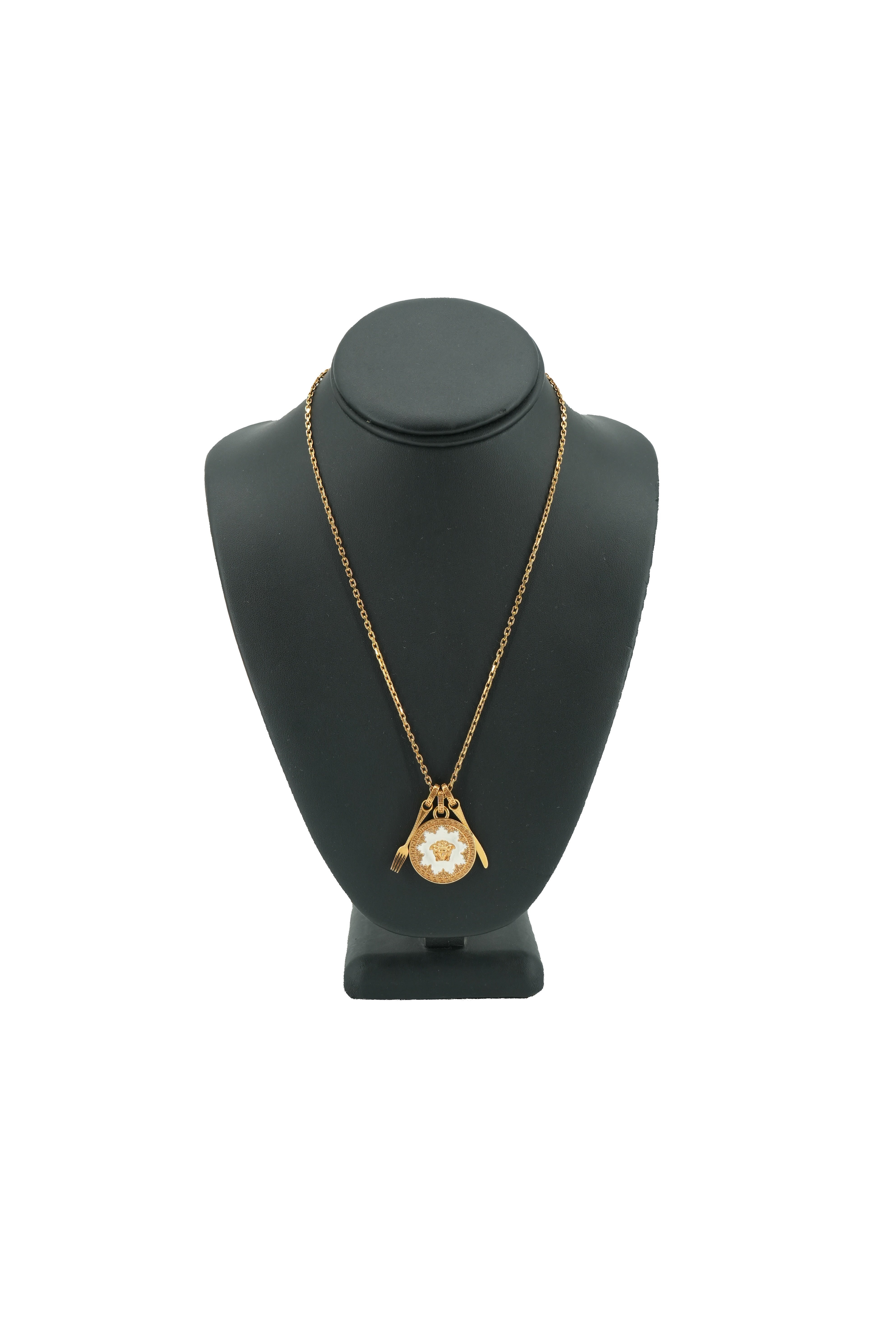 Versace Medusa miniature plate pendant necklace