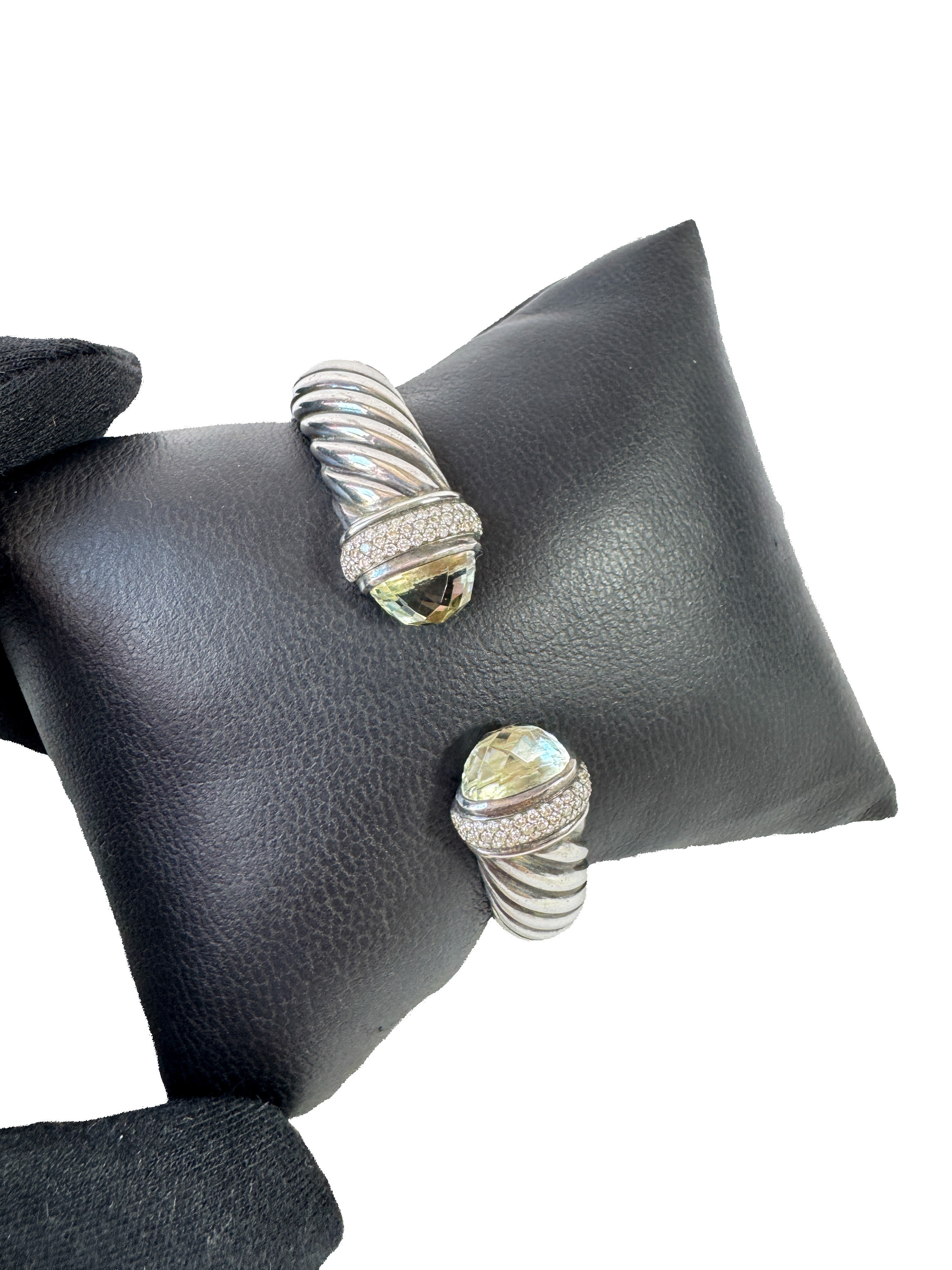 David Yurman waverly cable prasiolite & diamond cuff