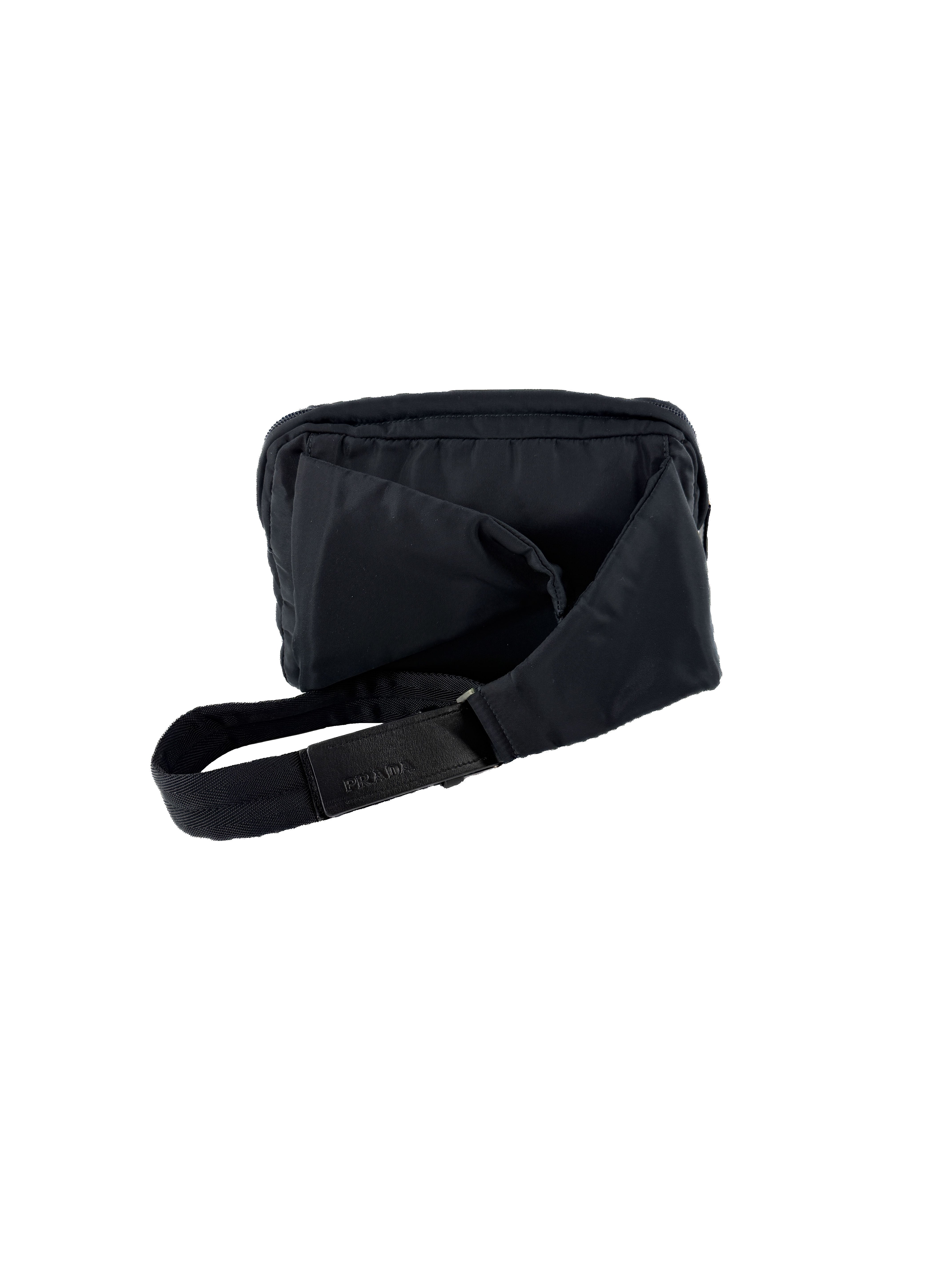 Prada black & navy nylon vintage belt bag
