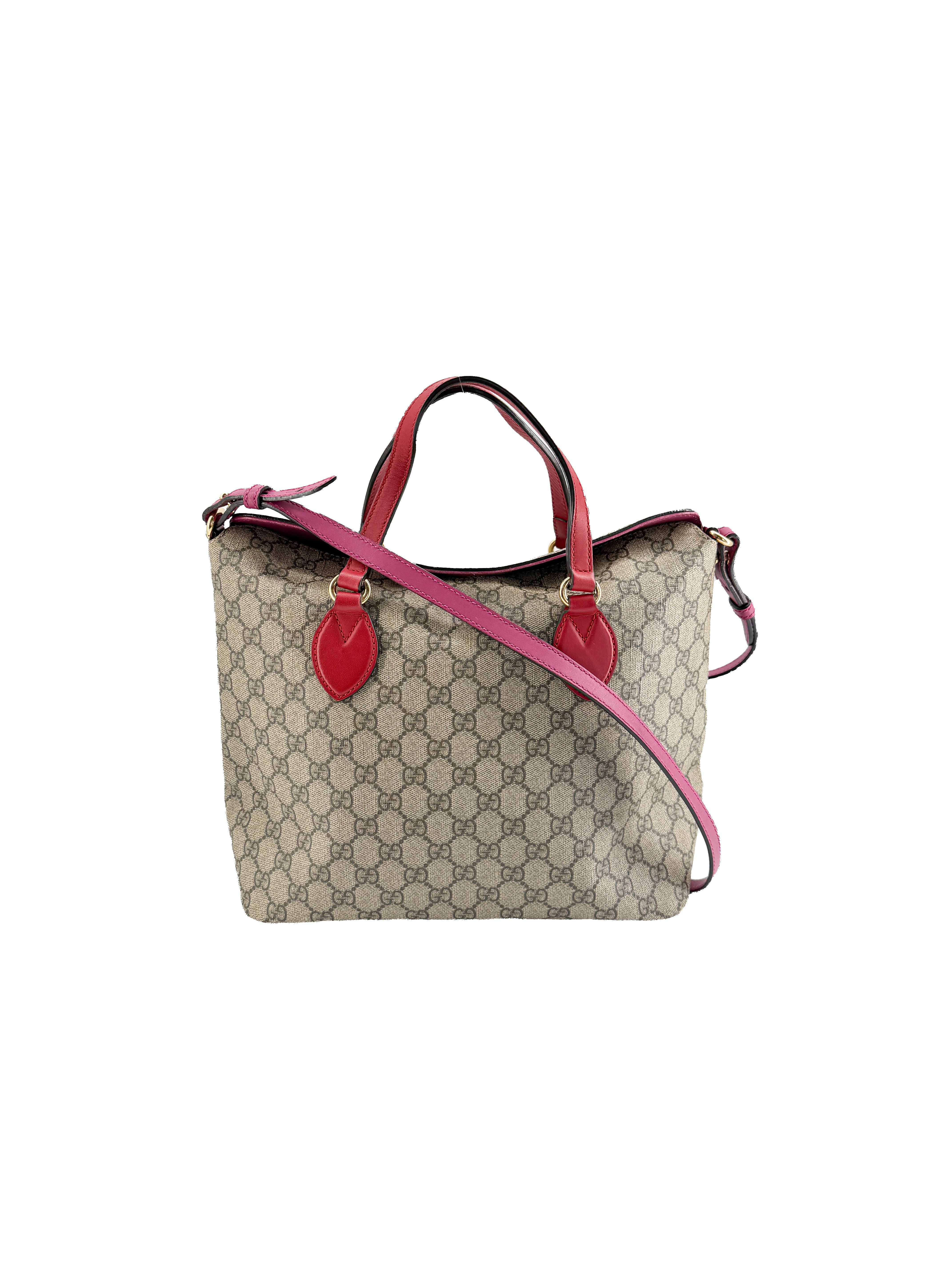 Gucci linea A foldover GG supreme tote pink/red 429147 498879