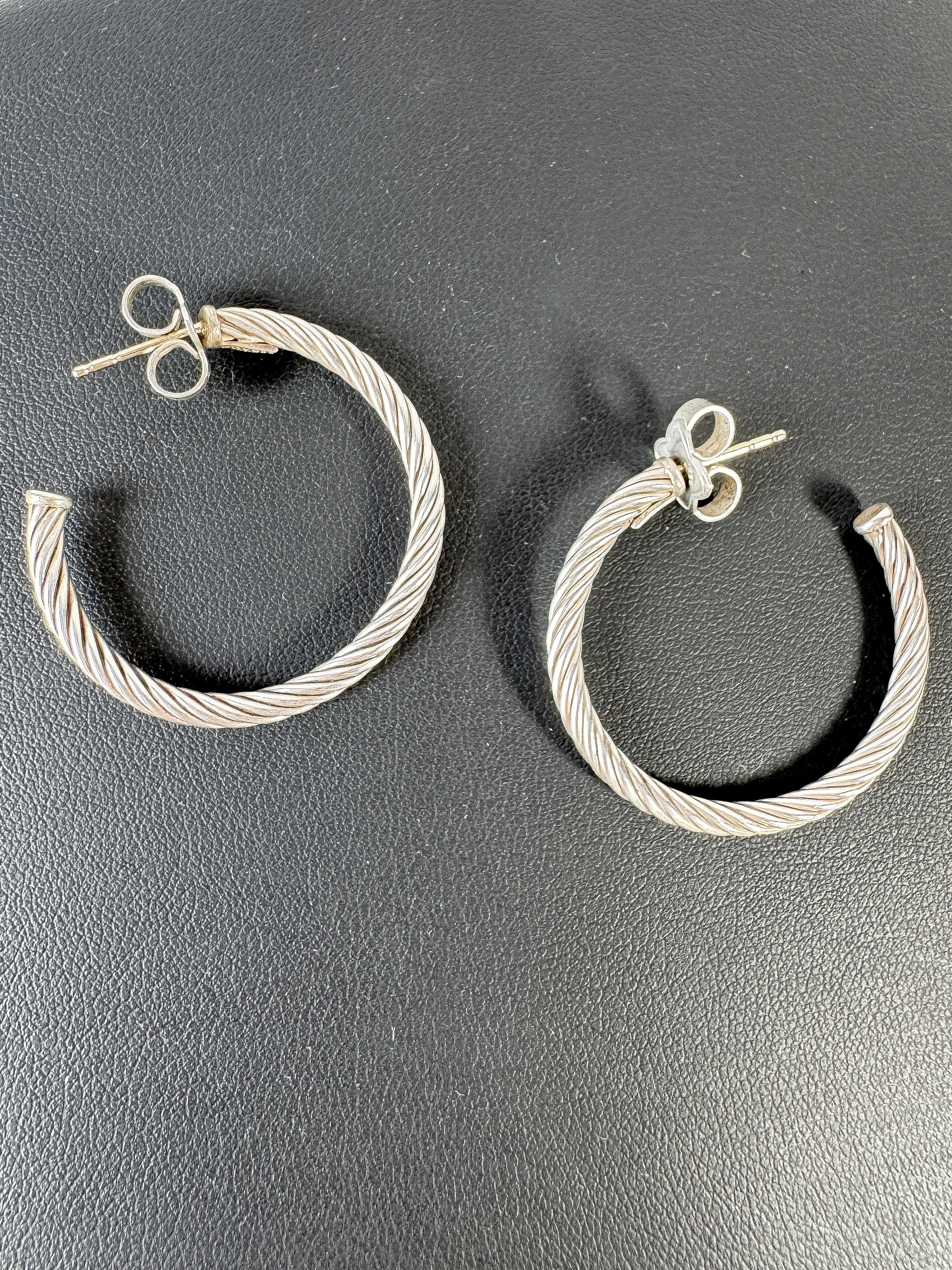 David Yurman sterling silver thin cable hoop earrings