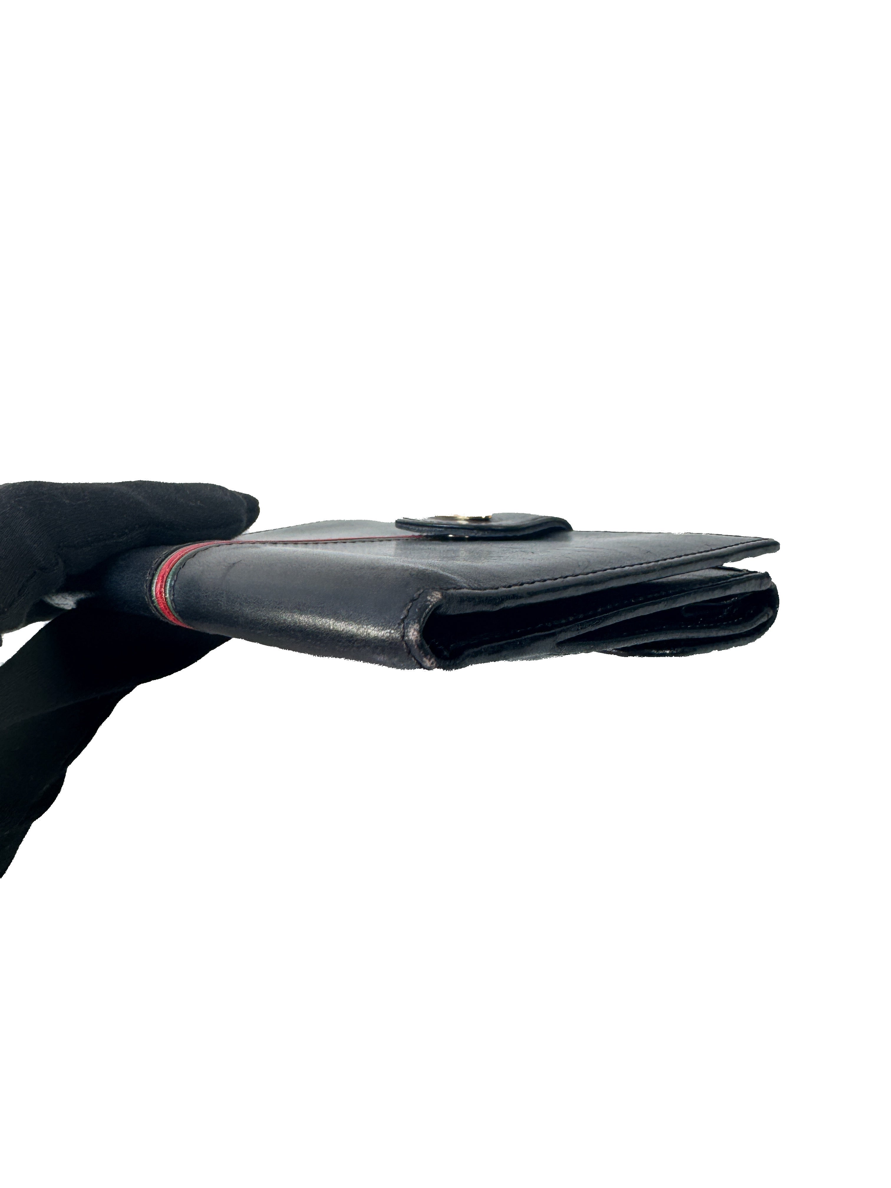 Gucci black sherry line vintage leather wallet 035-904-0161