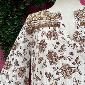 Ann Taylor LOFT brown cream print dress size XL tall