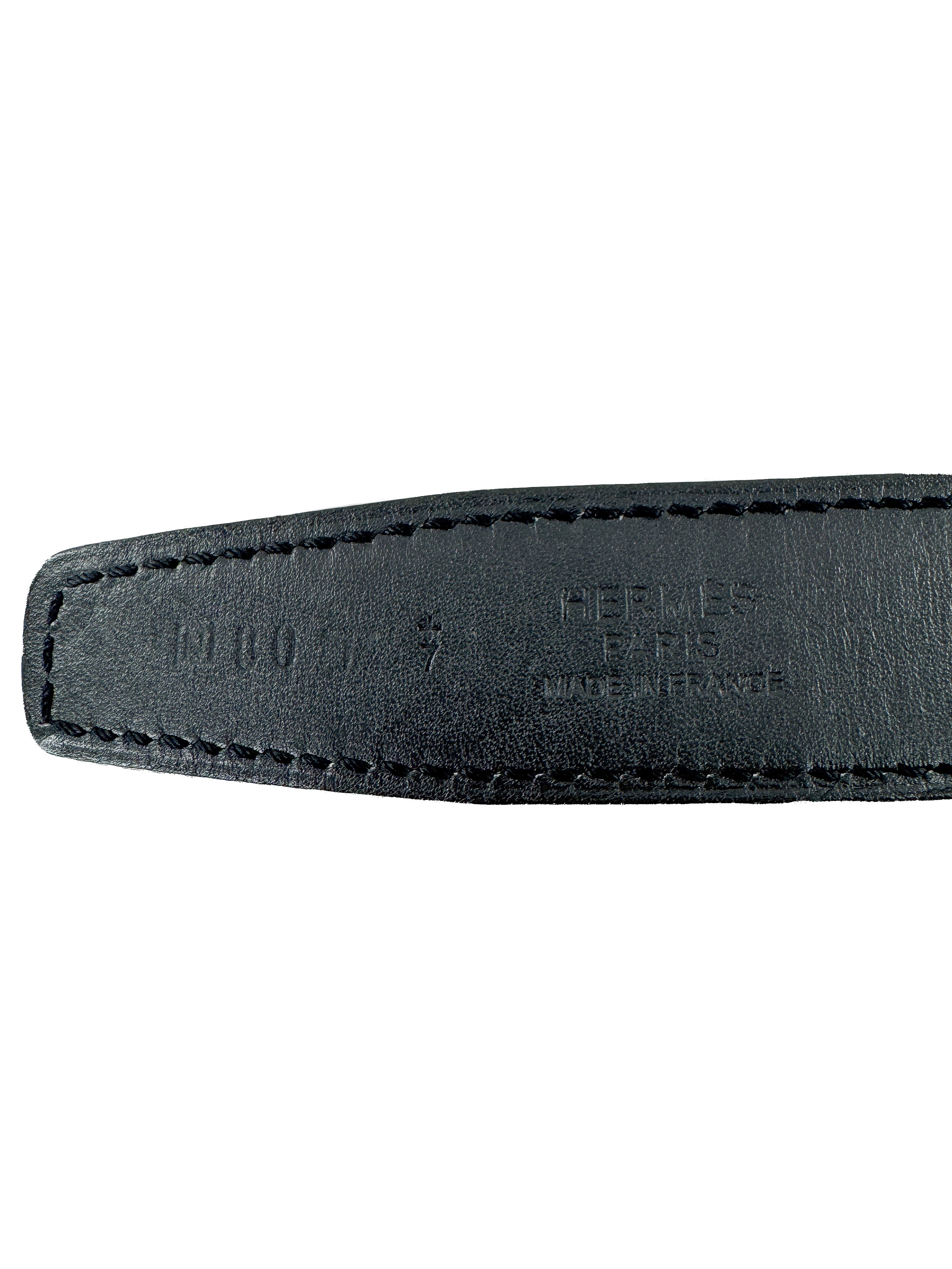 Hermès black/etoupe narrow Constance belt size 80