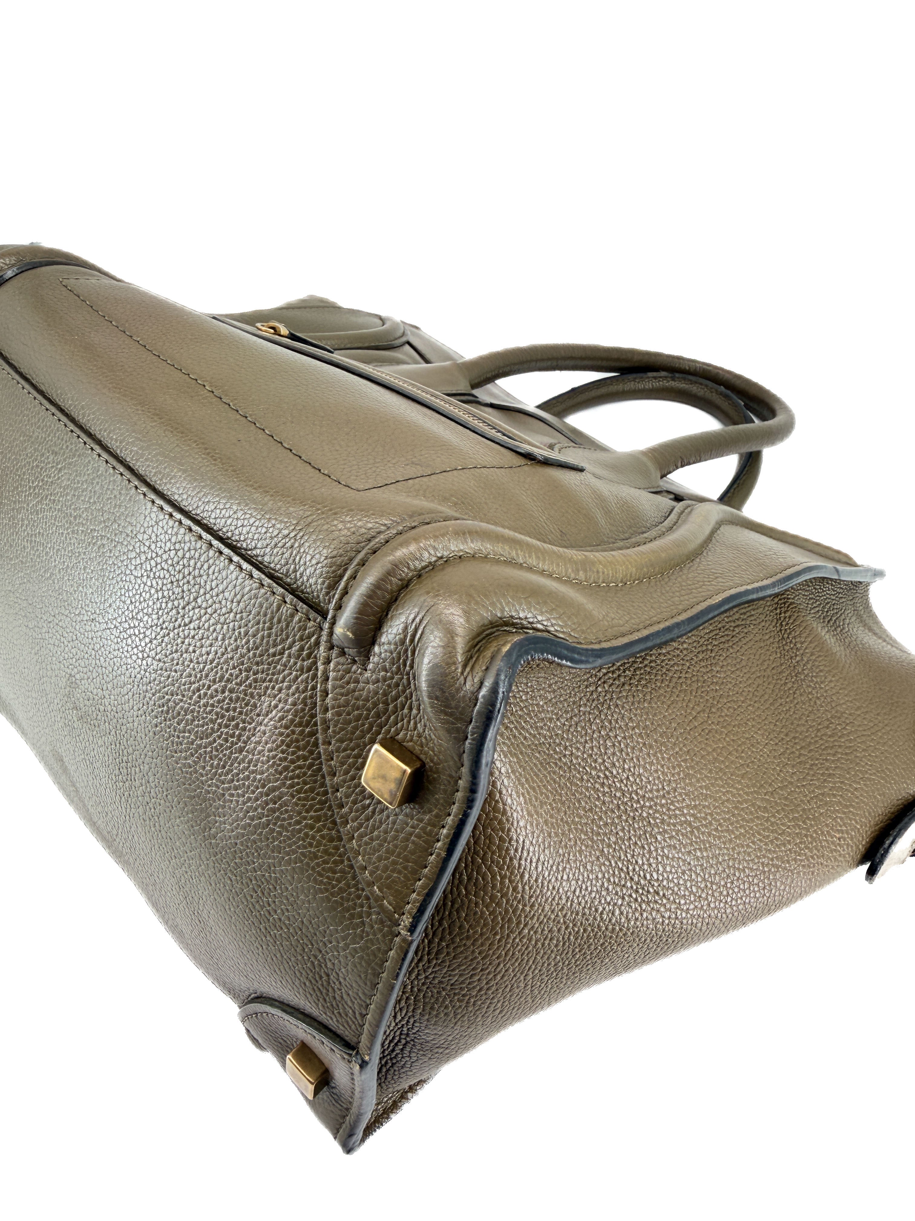 Celine olive leather mini luggage tote S-PA-1121