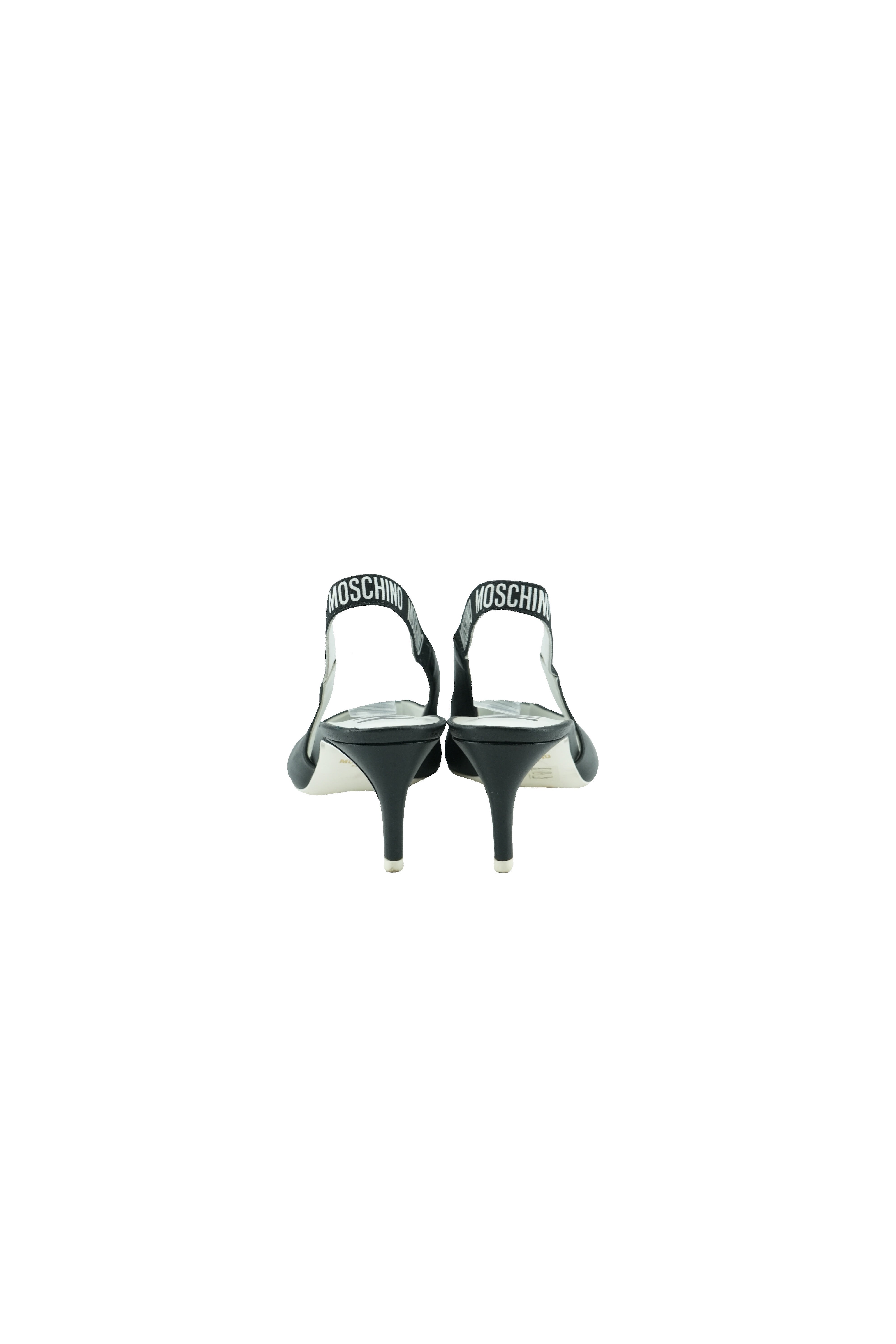 Moschino black logo slingback pumps size 38
