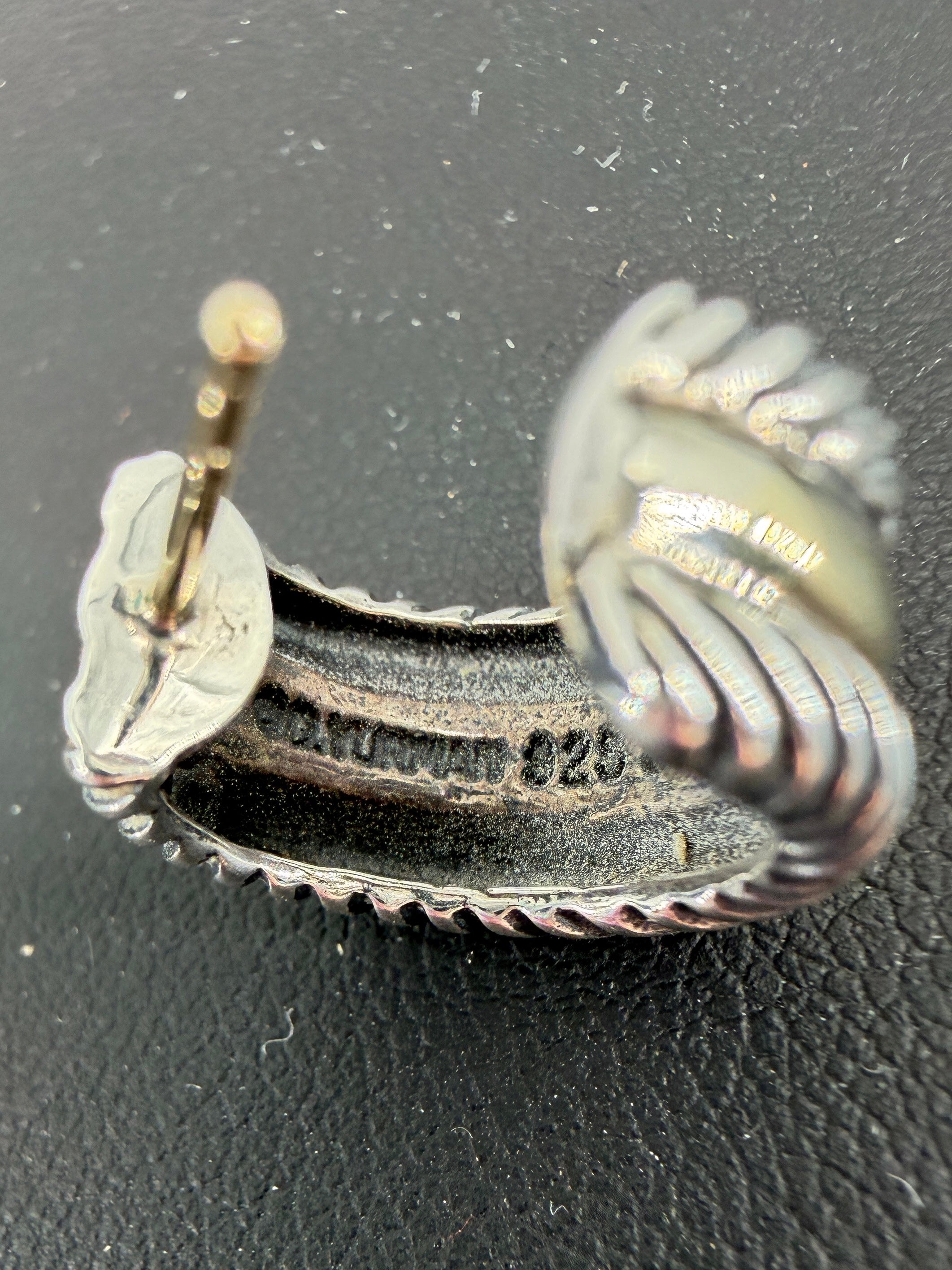 David Yurman sterling silver, yellow gold small huggie hoop earrings