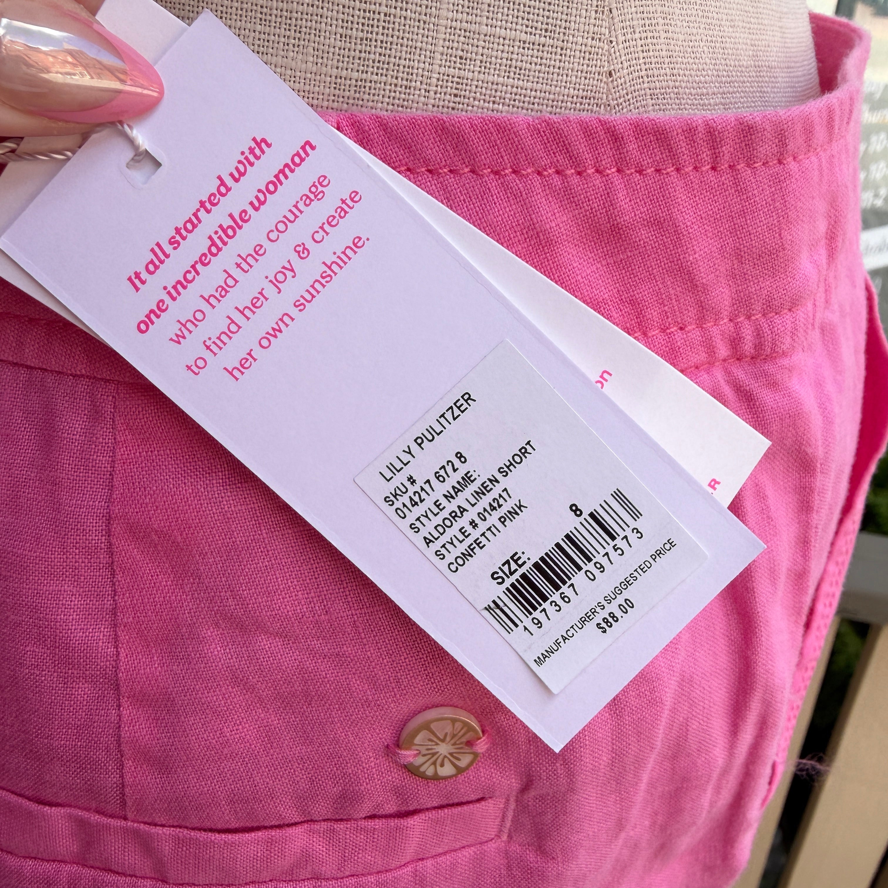 Lilly Pulitzer pink Aldora linen shorts size 8 NWT