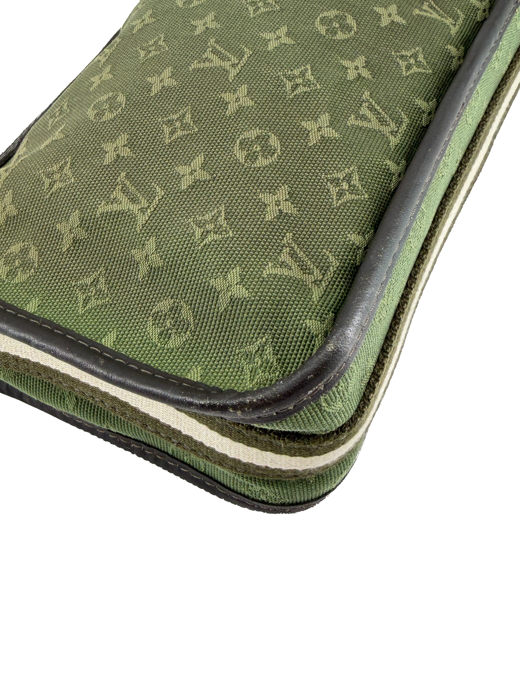 Louis Vuitton green mini lin Pochette Kathleen TH0054