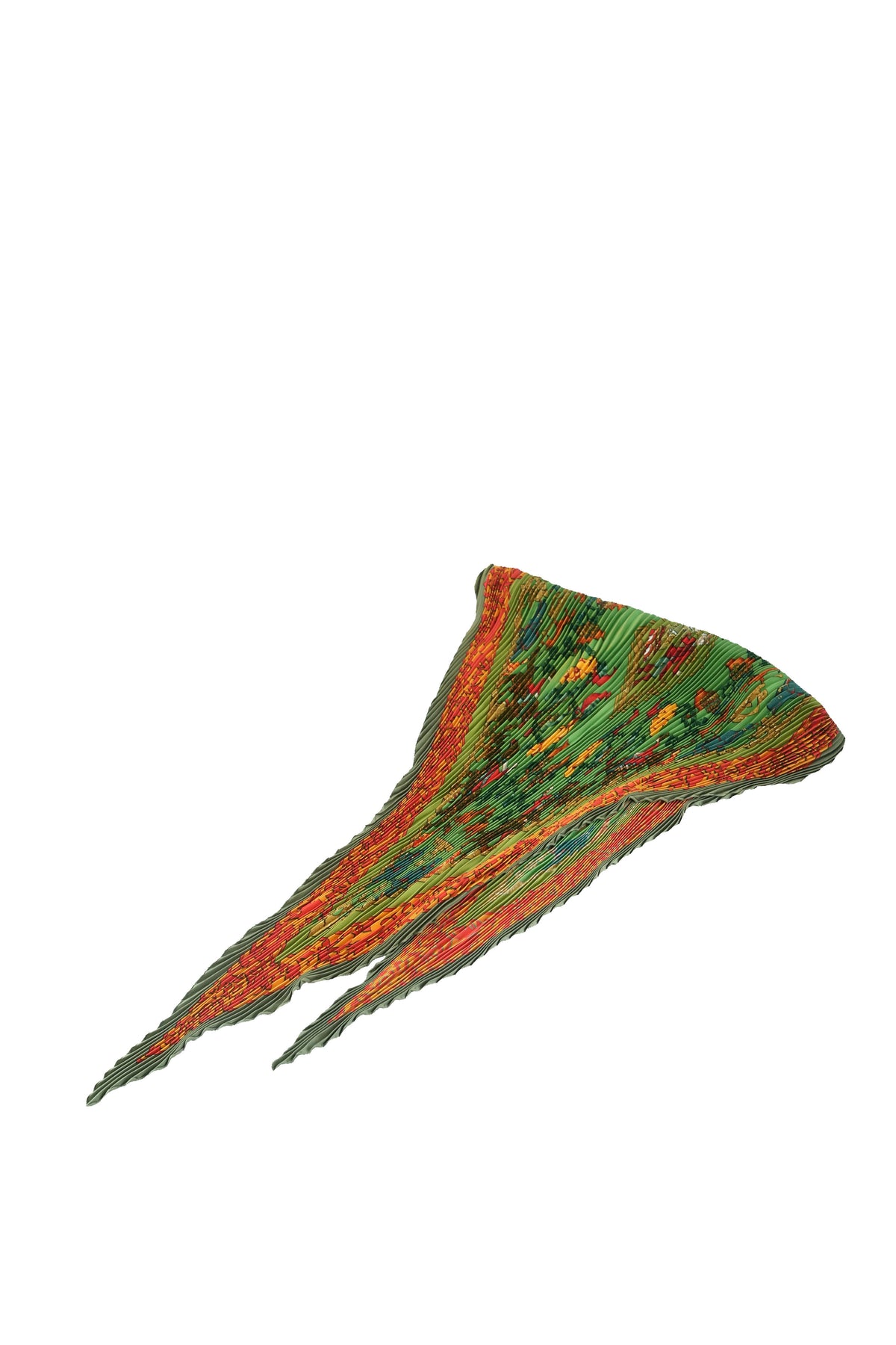 Hermès Early America green/orange plisse silk scarf