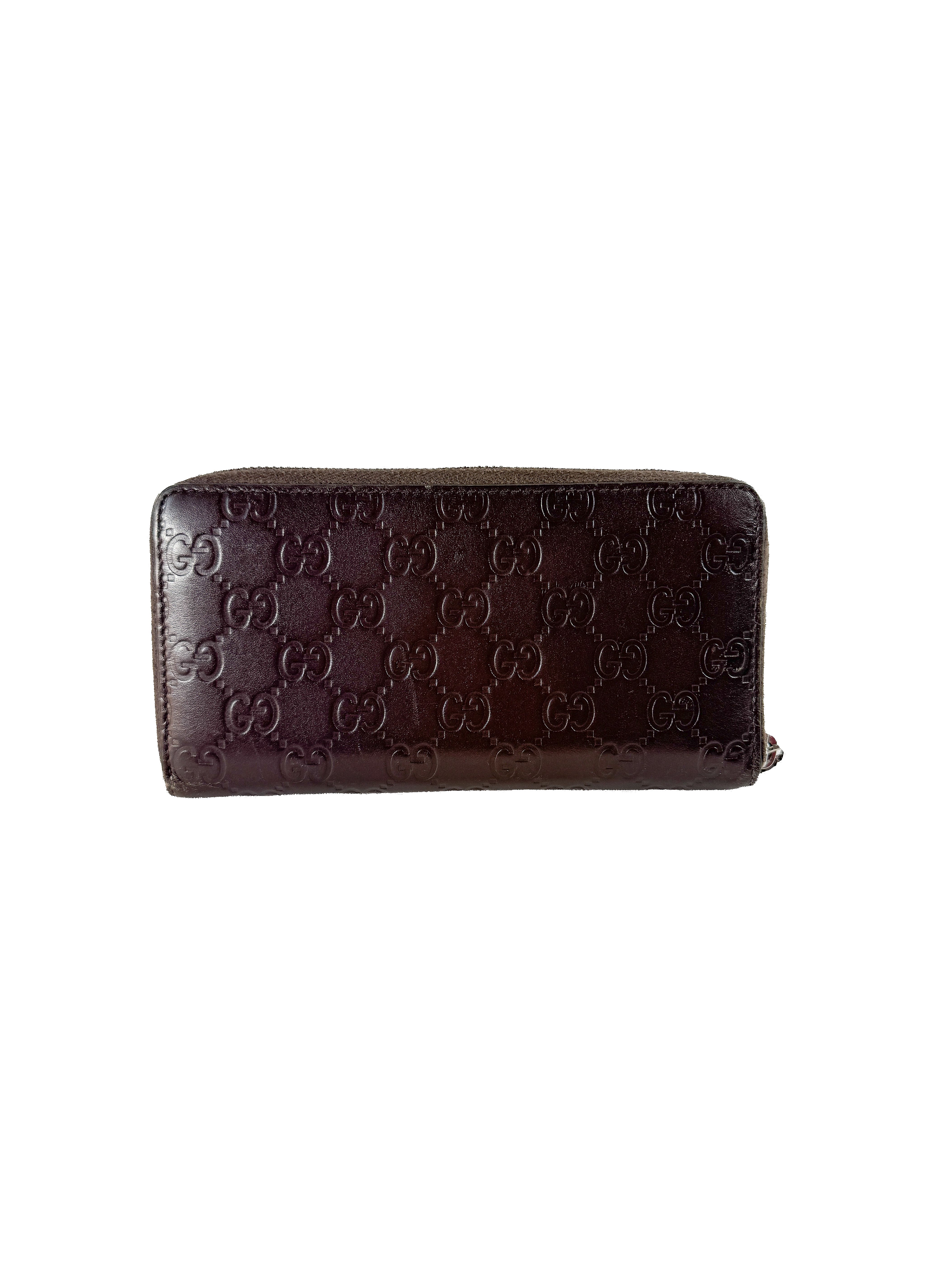 Gucci dark brown Guccissima zip around wallet  307987-525040