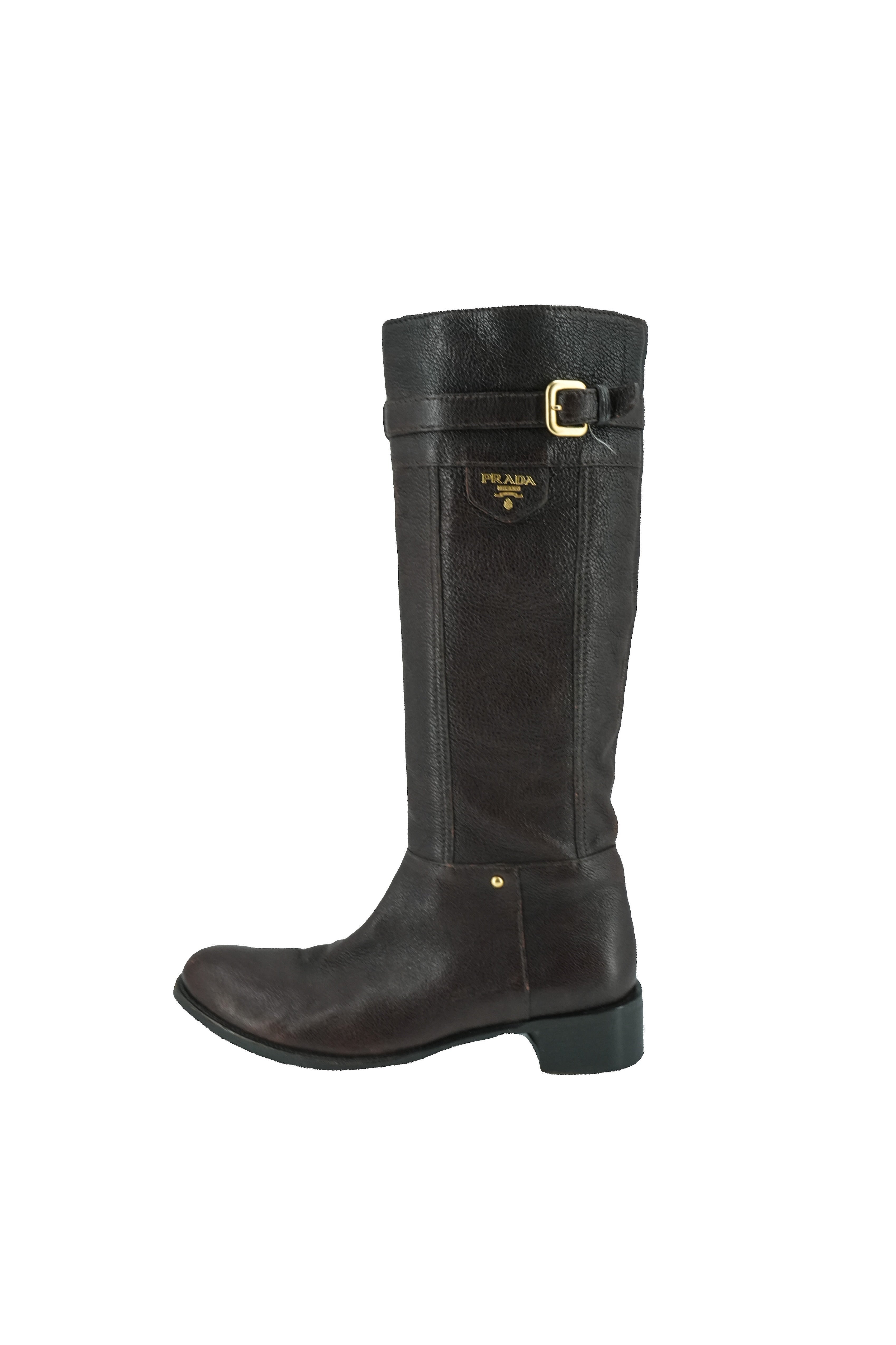 Prada brown leather riding boots size 38.5