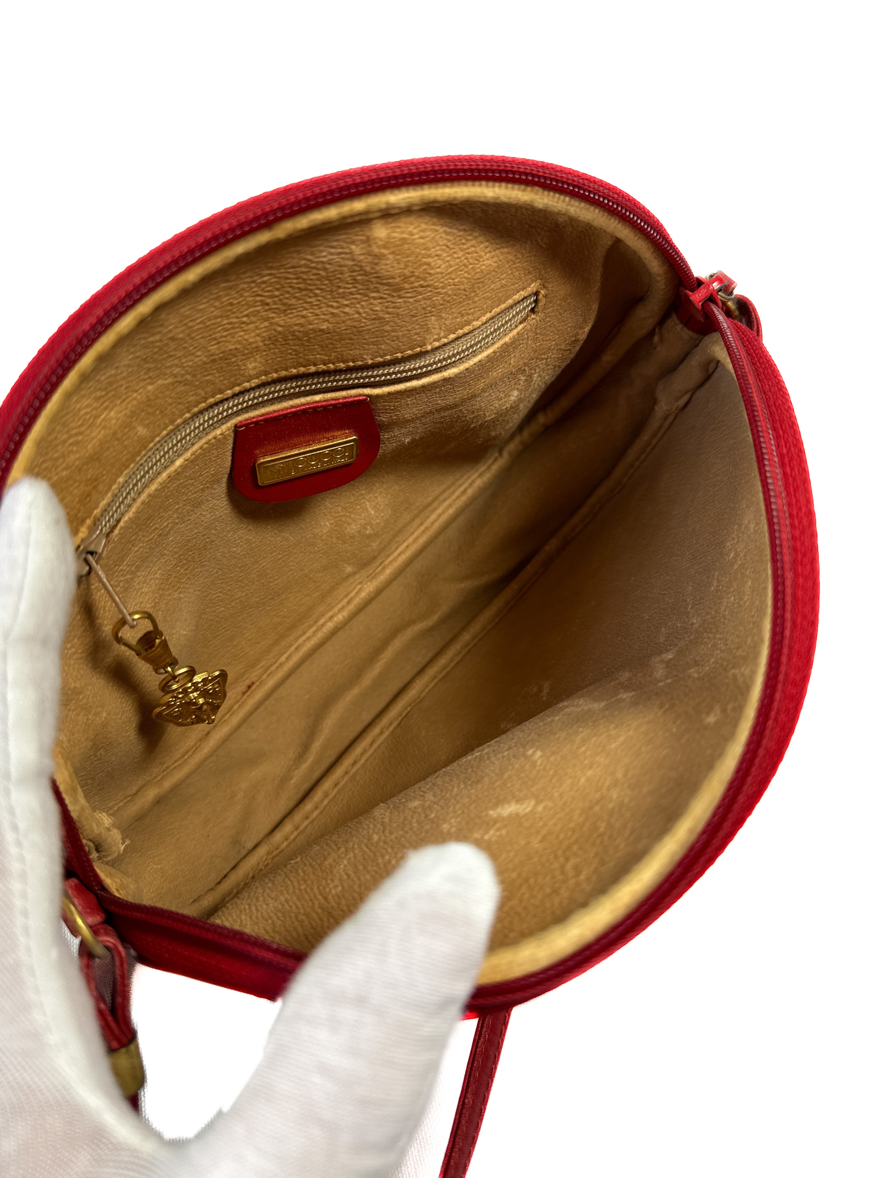 Gucci red monogram coated canvas leather crossbody 007 933 1113