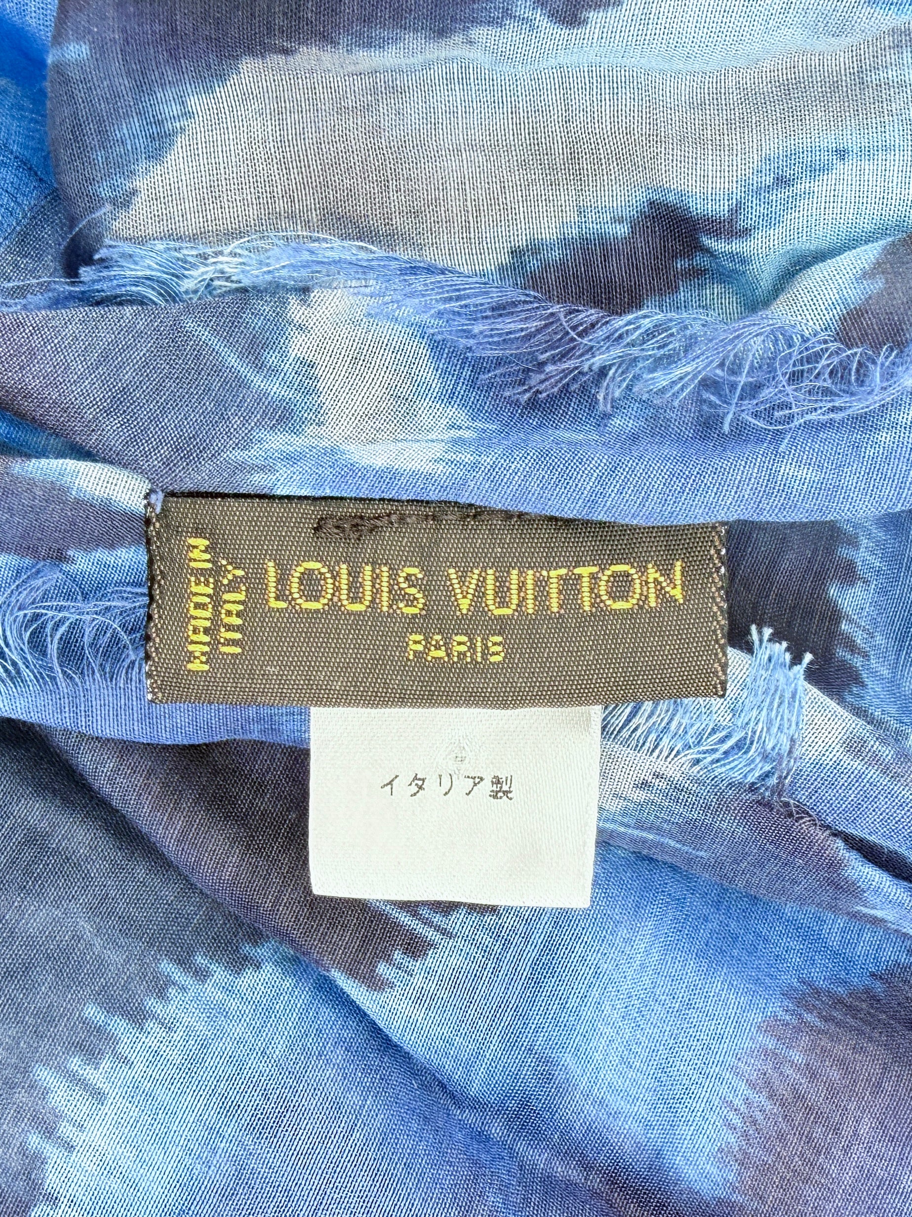 Louis Vuitton blue Pareo Summer ikat sheer scarf