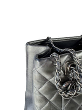 Chanel dark silver quilted large trendy shopping tote 21647644