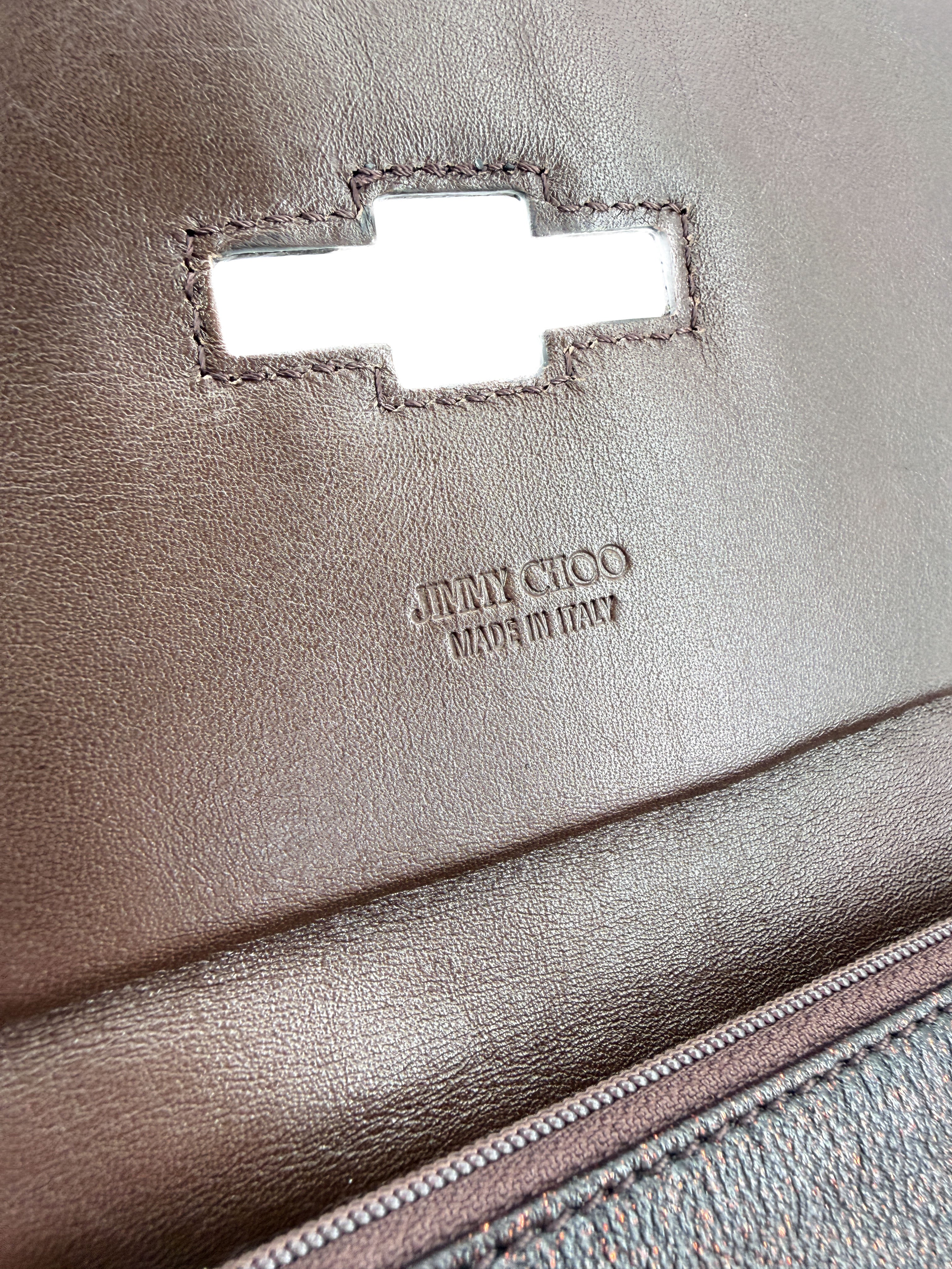 Jimmy Choo brown metallic clutch