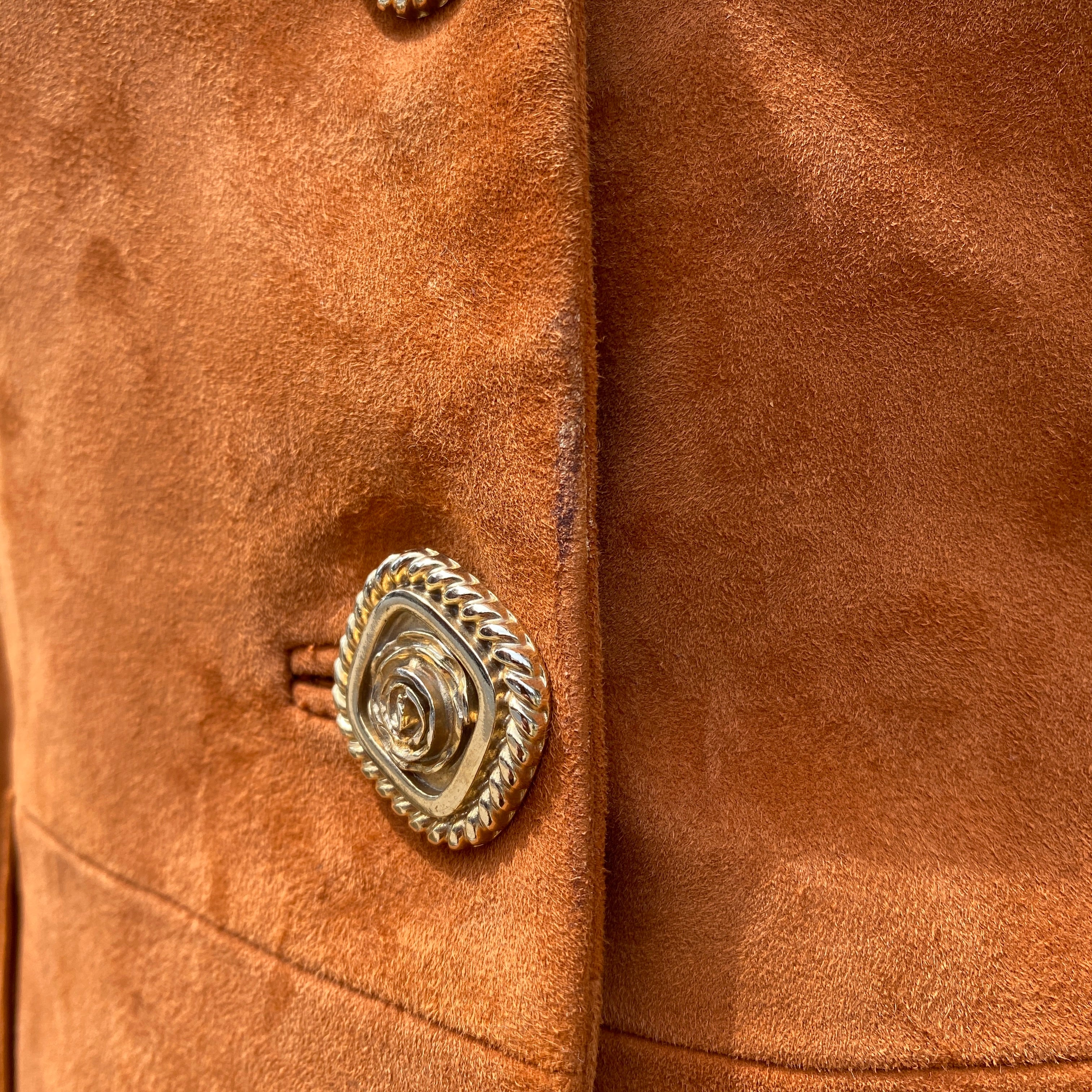 Uterque orange suede skirt suit size M/6