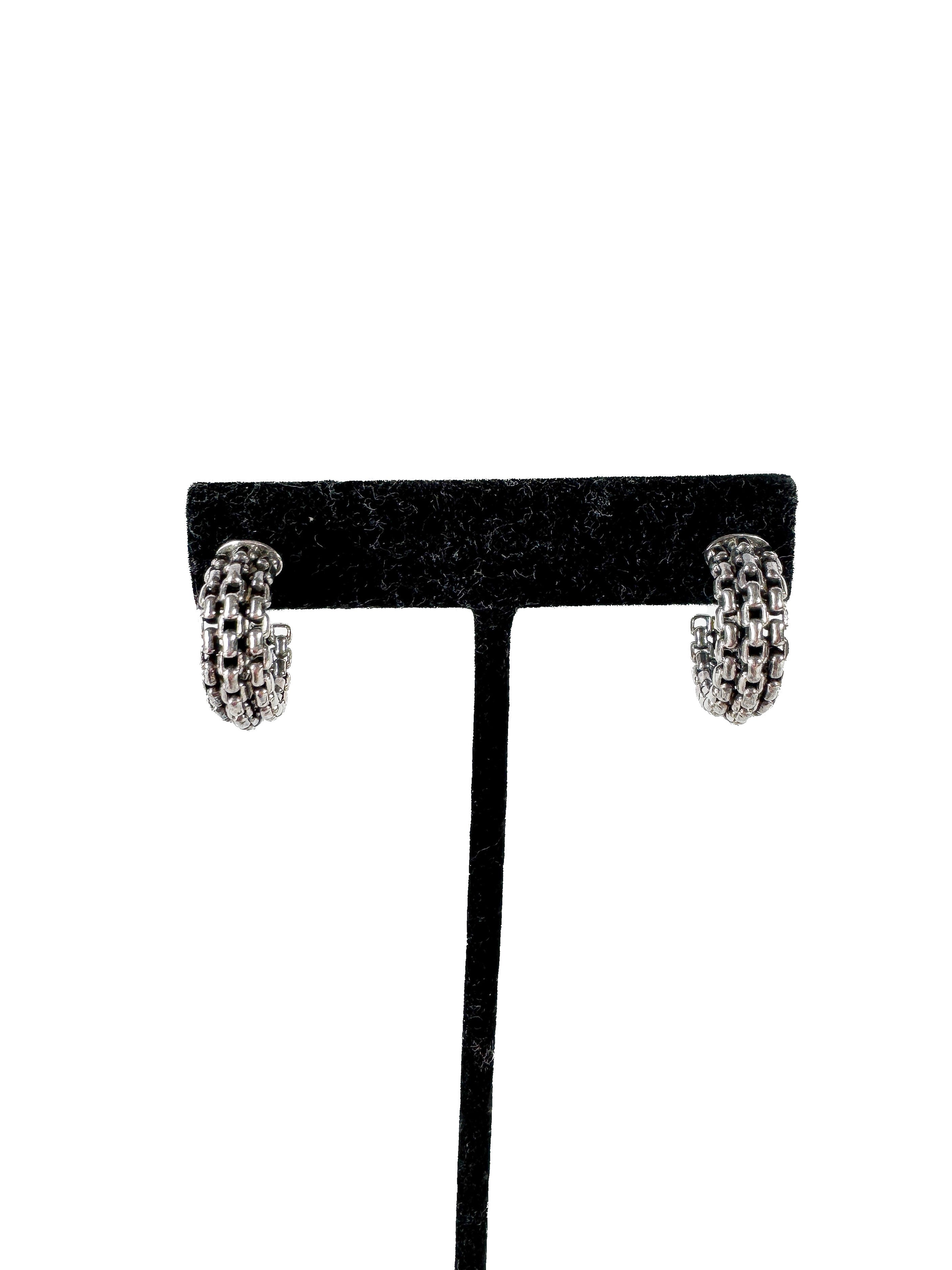 David Yurman sterling silver box chain hoop earrings