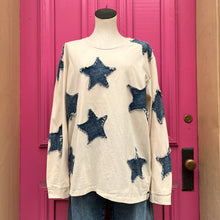 One Teaspoon cream blue star long sleeve top size M NWT