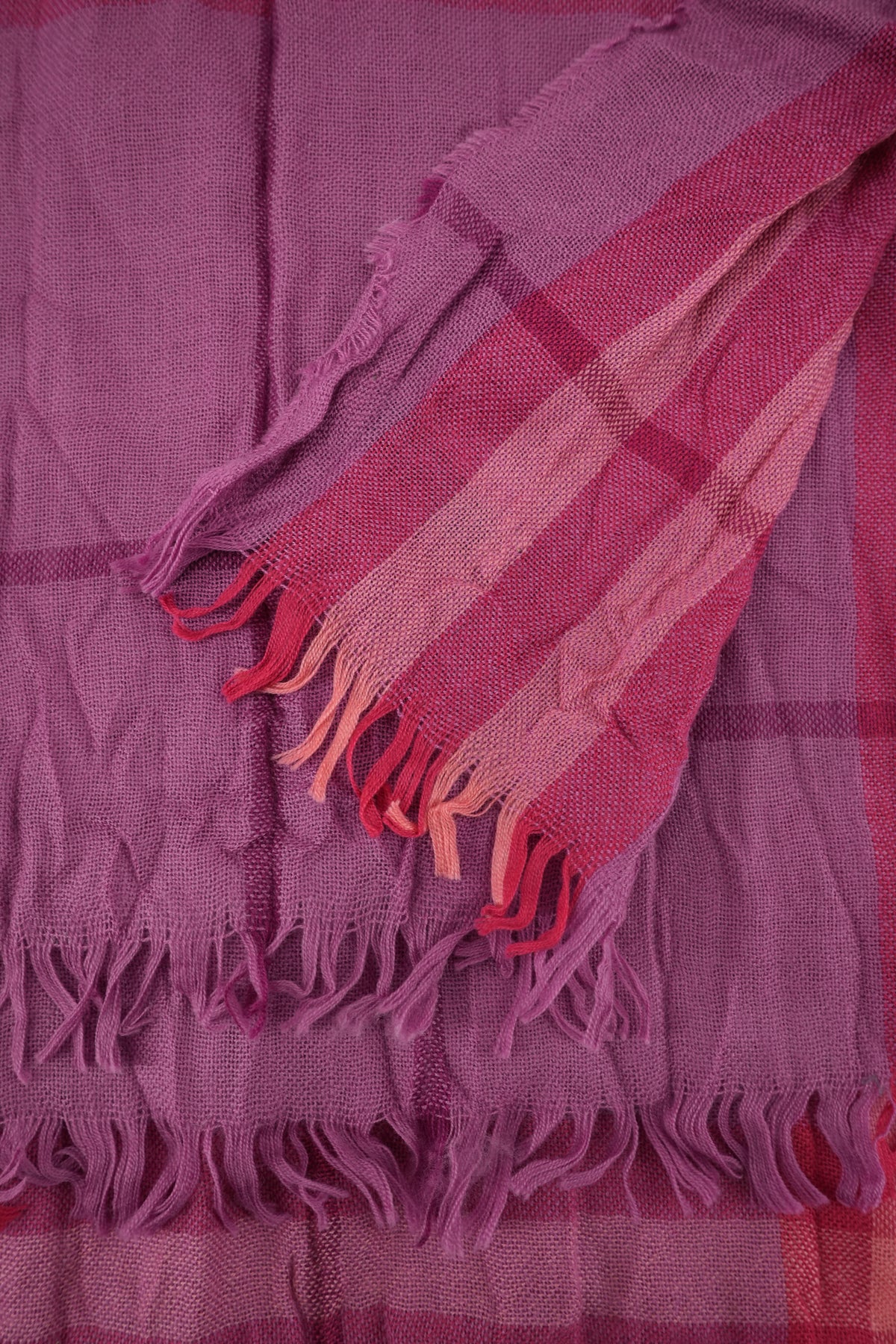 Burberry pink, purple lightweight wool plaid scarf