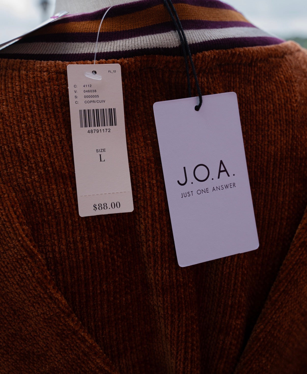 J.O.A orange burgundy sweater size L NWT