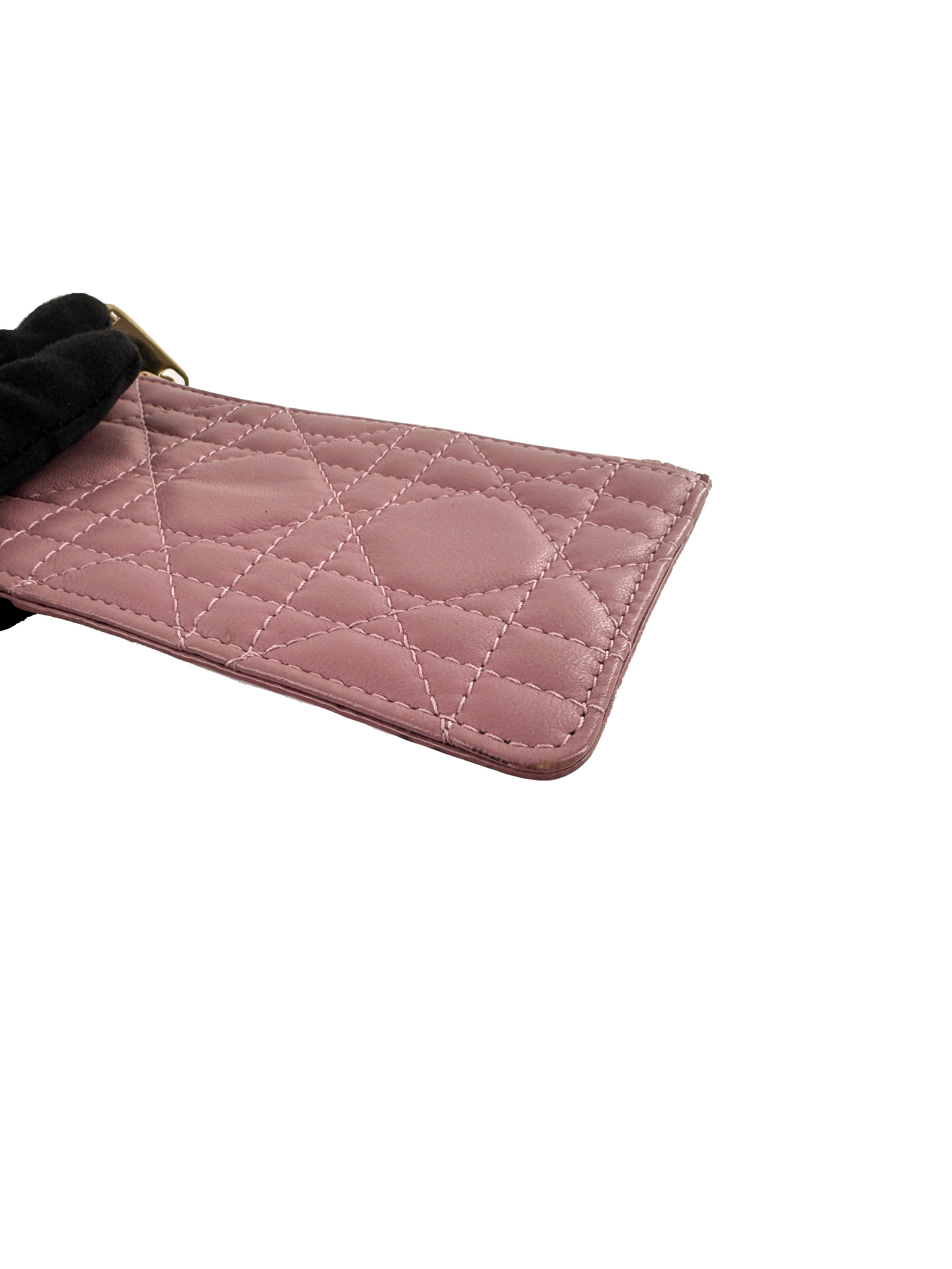 Dior cannage mauve leather card holder 33-MA-0232