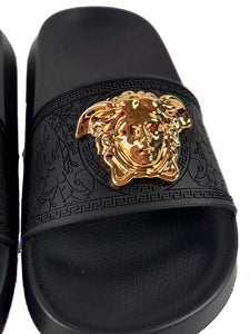 Versace black Medusa rubber slides size 35 NEW BOX