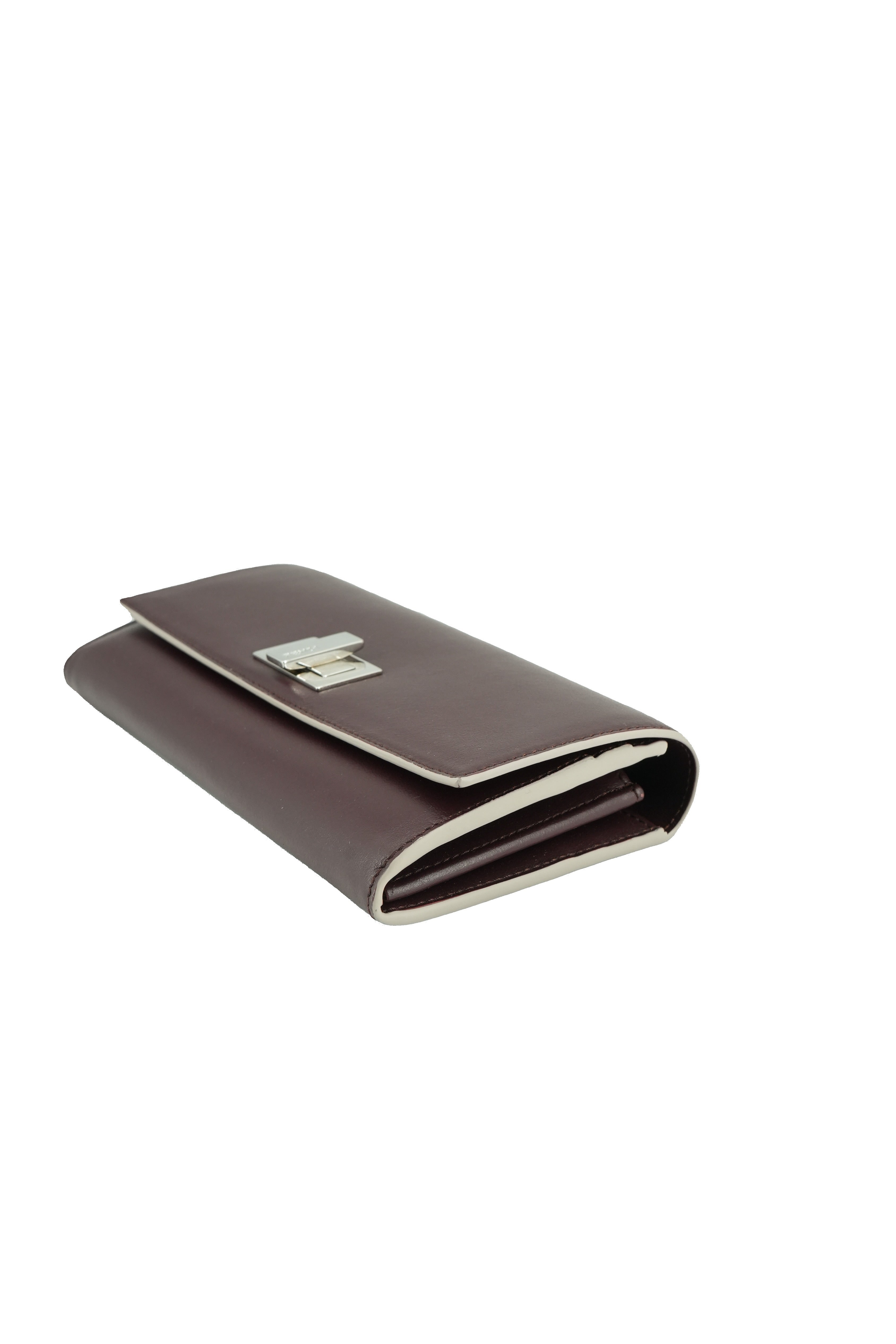 Fendi burgundy long Peekaboo wallet 9834 BOX