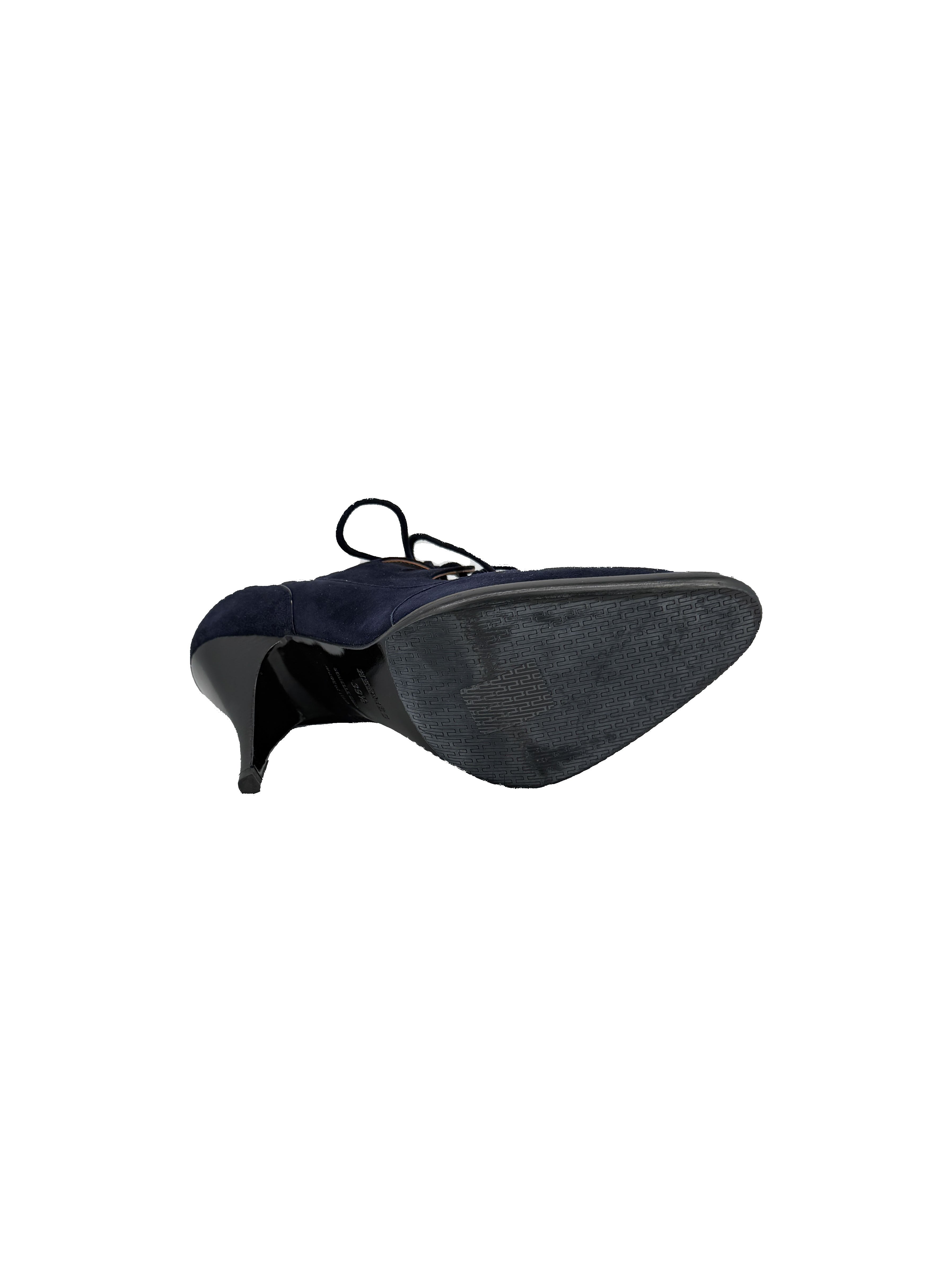Hermès navy suede Farouche pumps size 39.5 NEW