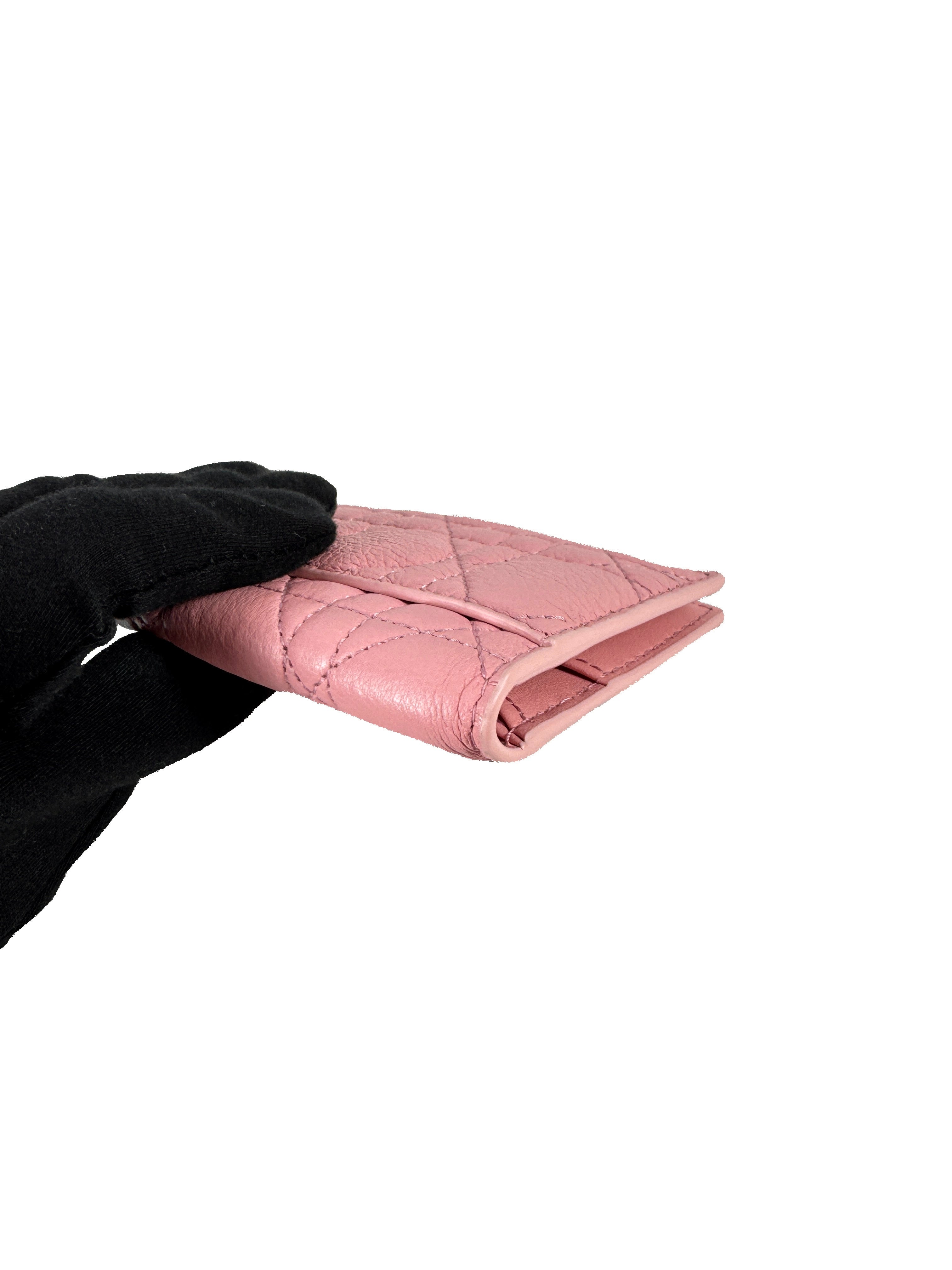 Dior pink Caro Dandelion card holder 97-MA-9293