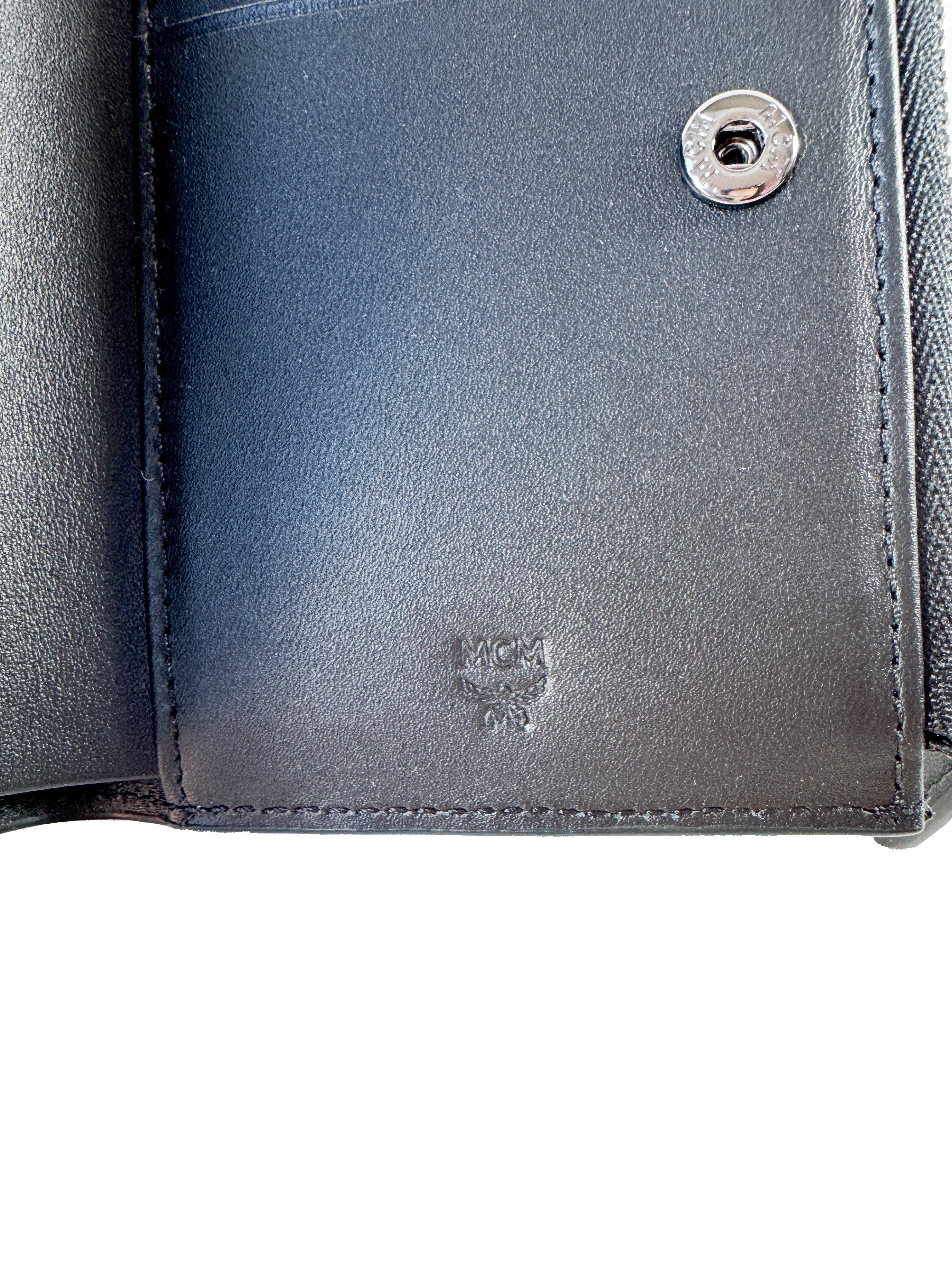 MCM black/purple leather compact wallet NEW